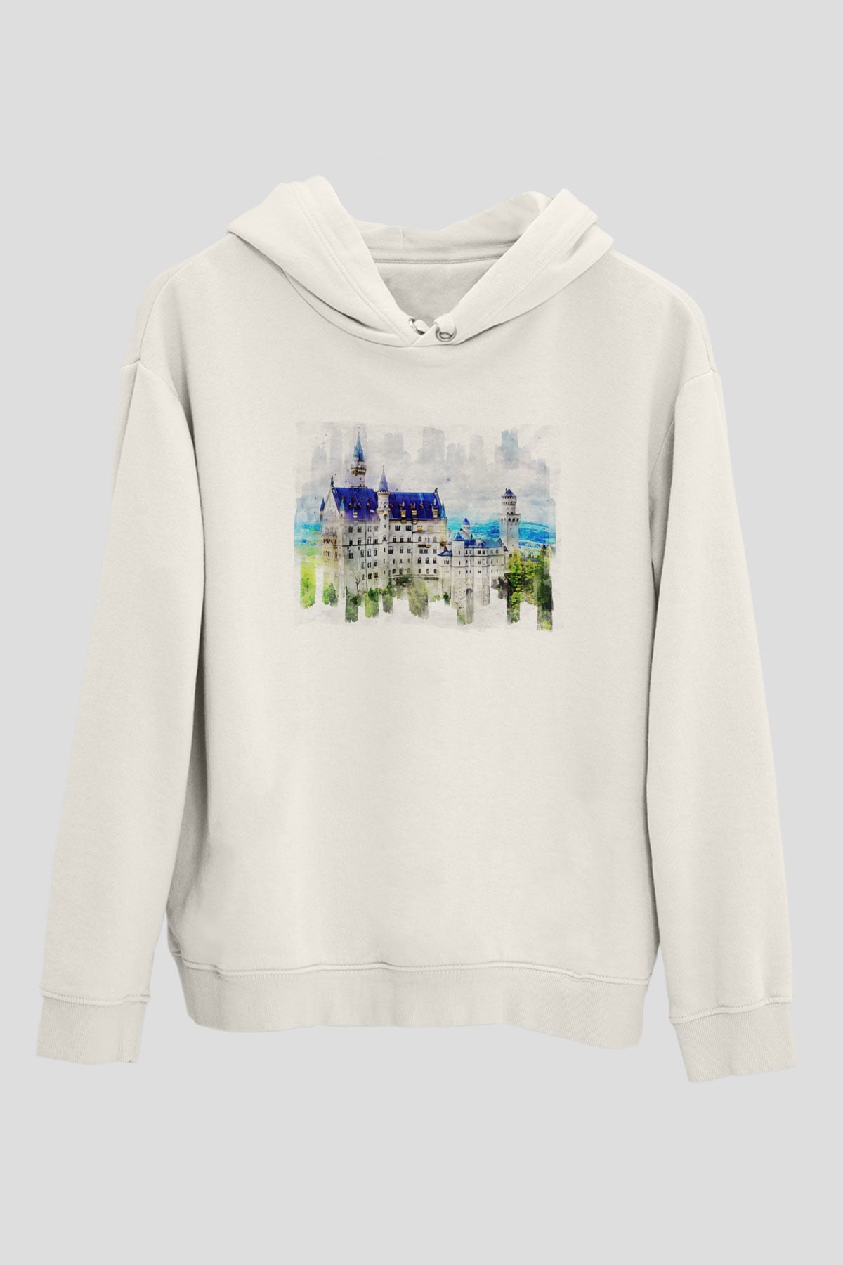 Neuschwanstein Şatosu Beyaz Unisex Hoodie