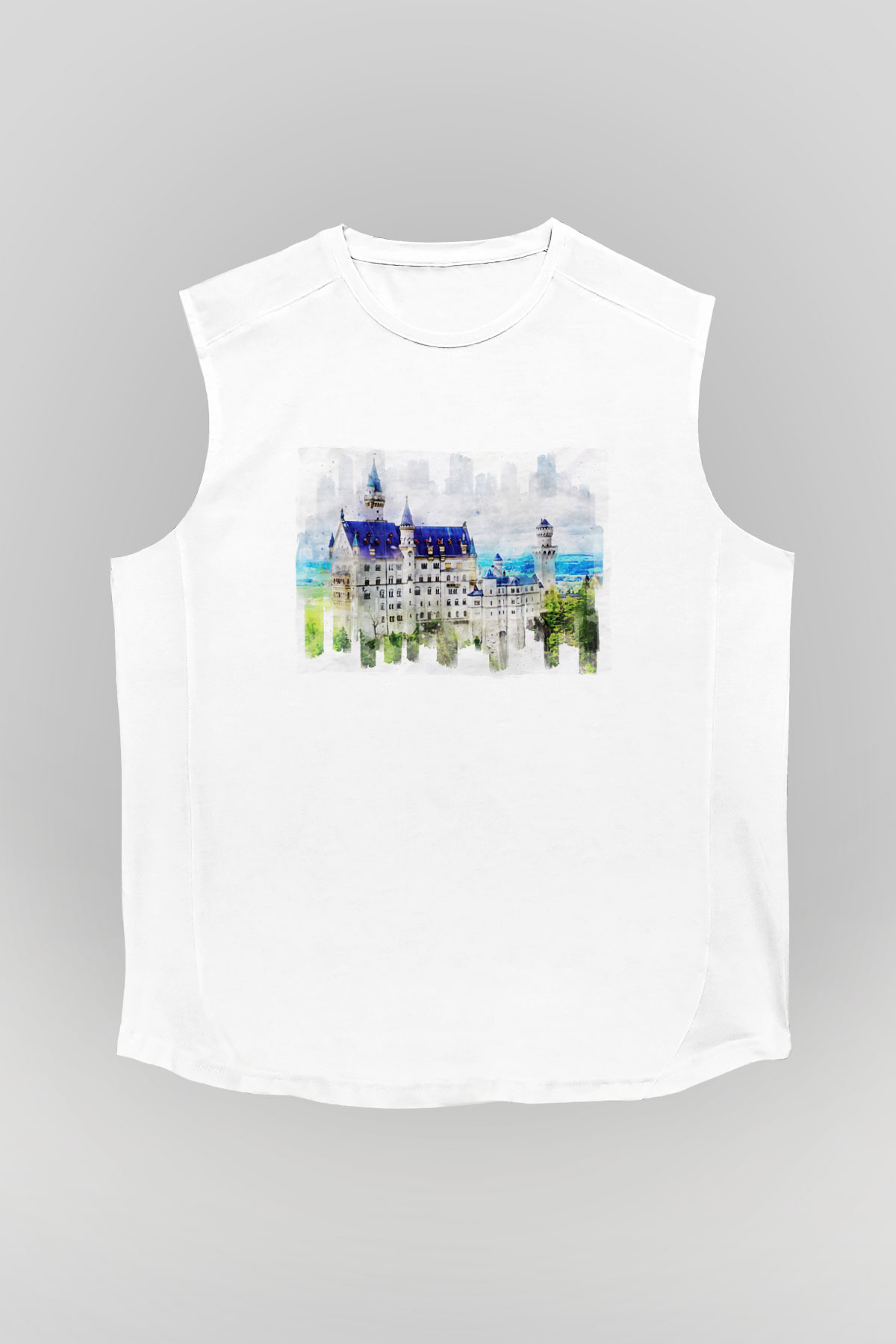 Neuschwanstein Şatosu Beyaz Unisex Kolsuz Tişört