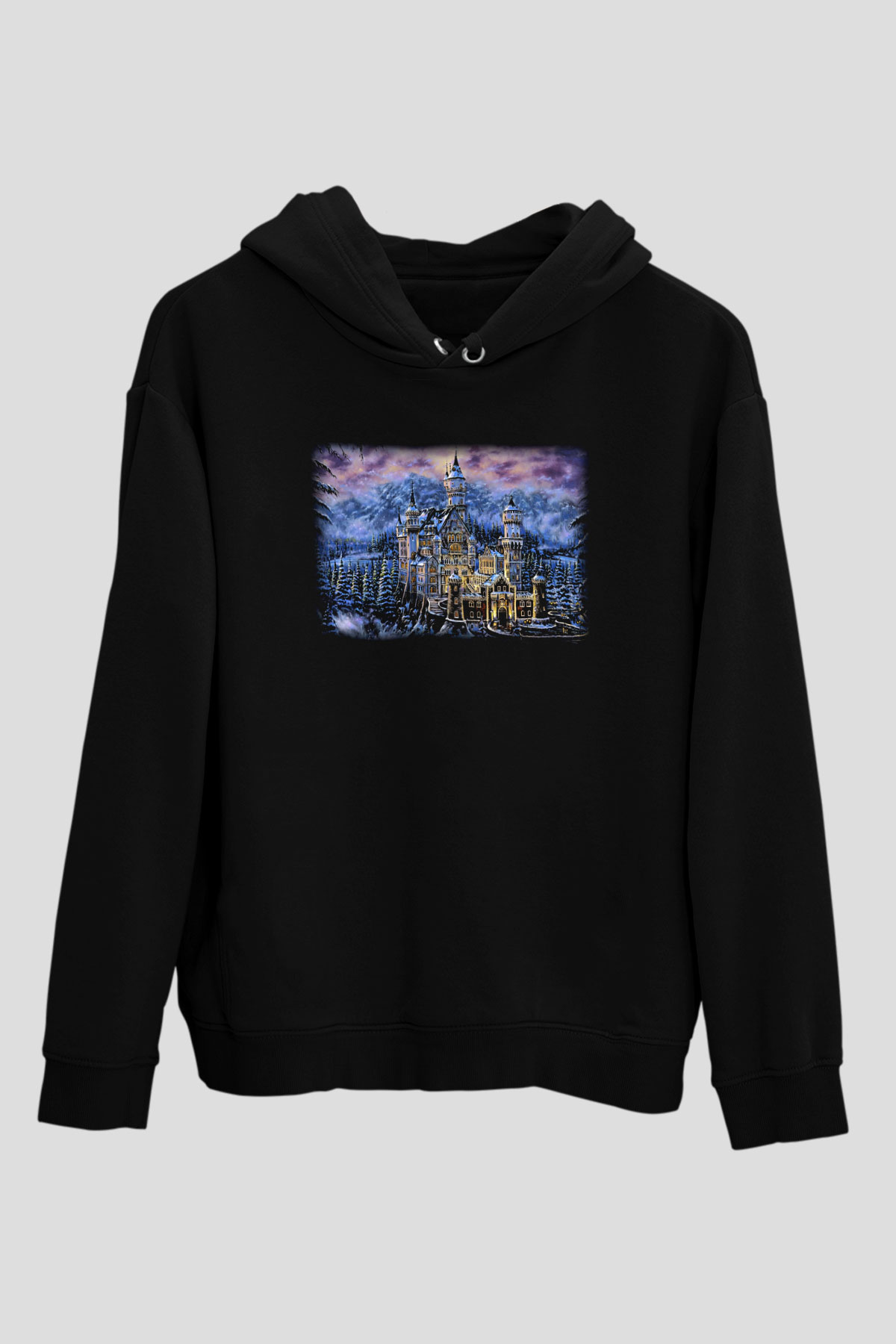 Neuschwanstein Şatosu Siyah Unisex Hoodie