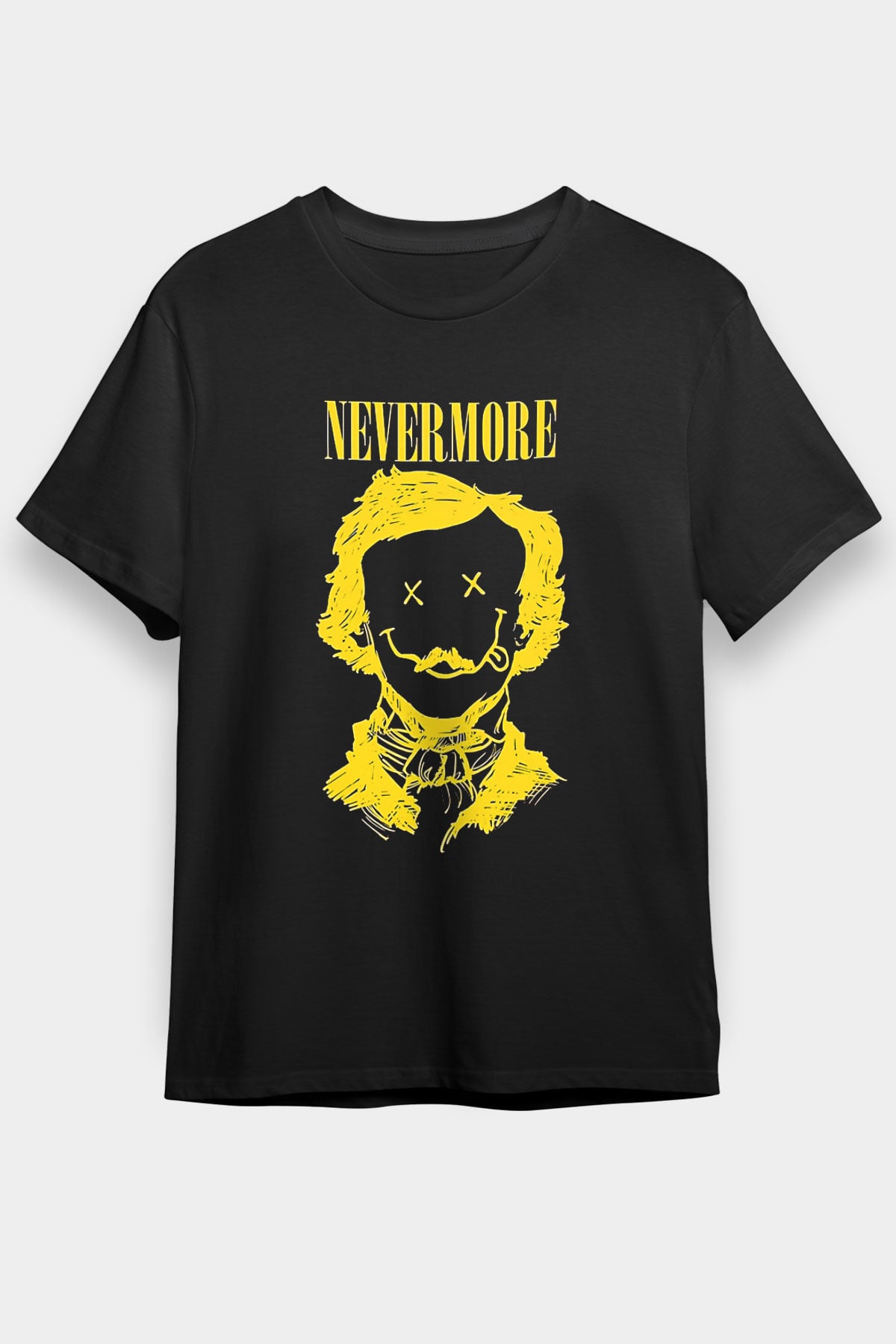 Nevermore Baskılı Unisex Siyah Tişört - Tshirt