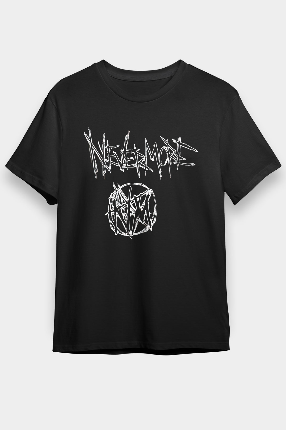 Nevermore Baskılı Unisex Siyah Tişört - Tshirt