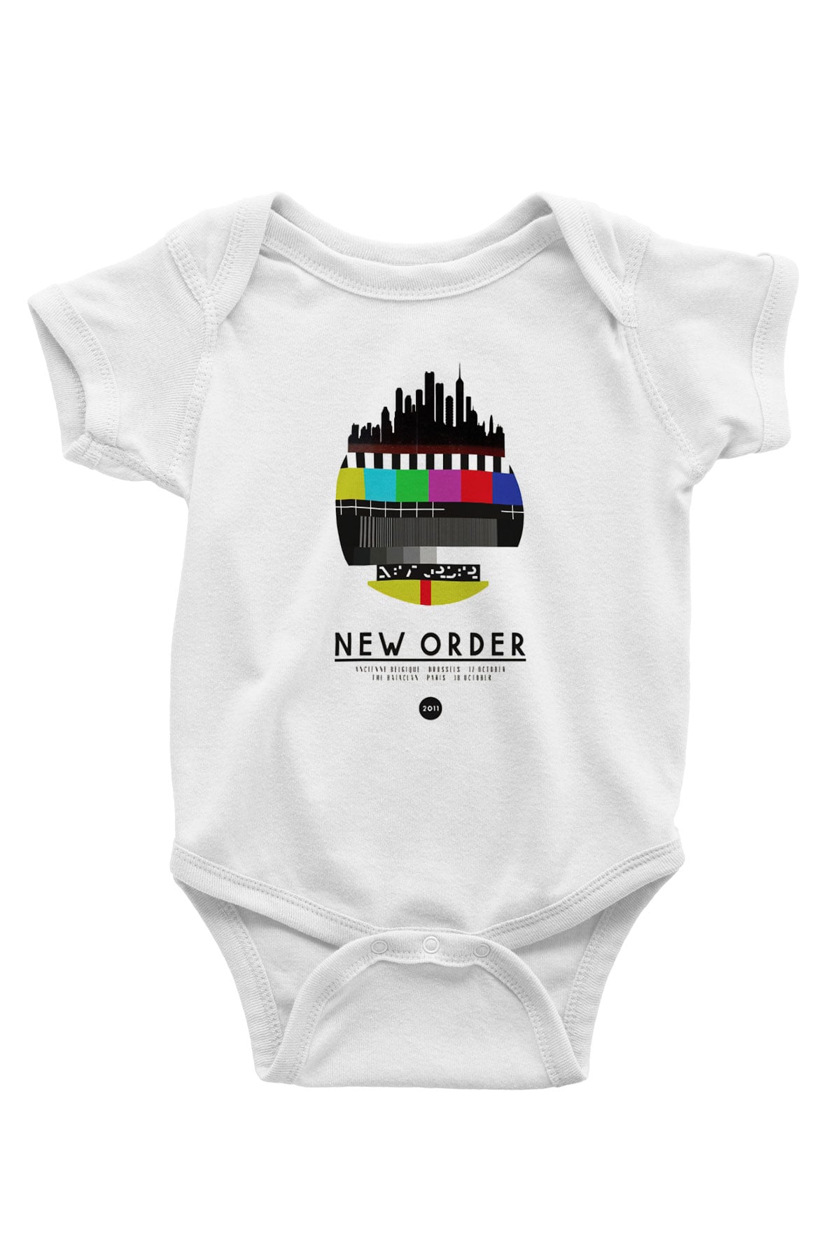 New Order Baskılı Beyaz Unisex Bebek Body - Zıbın