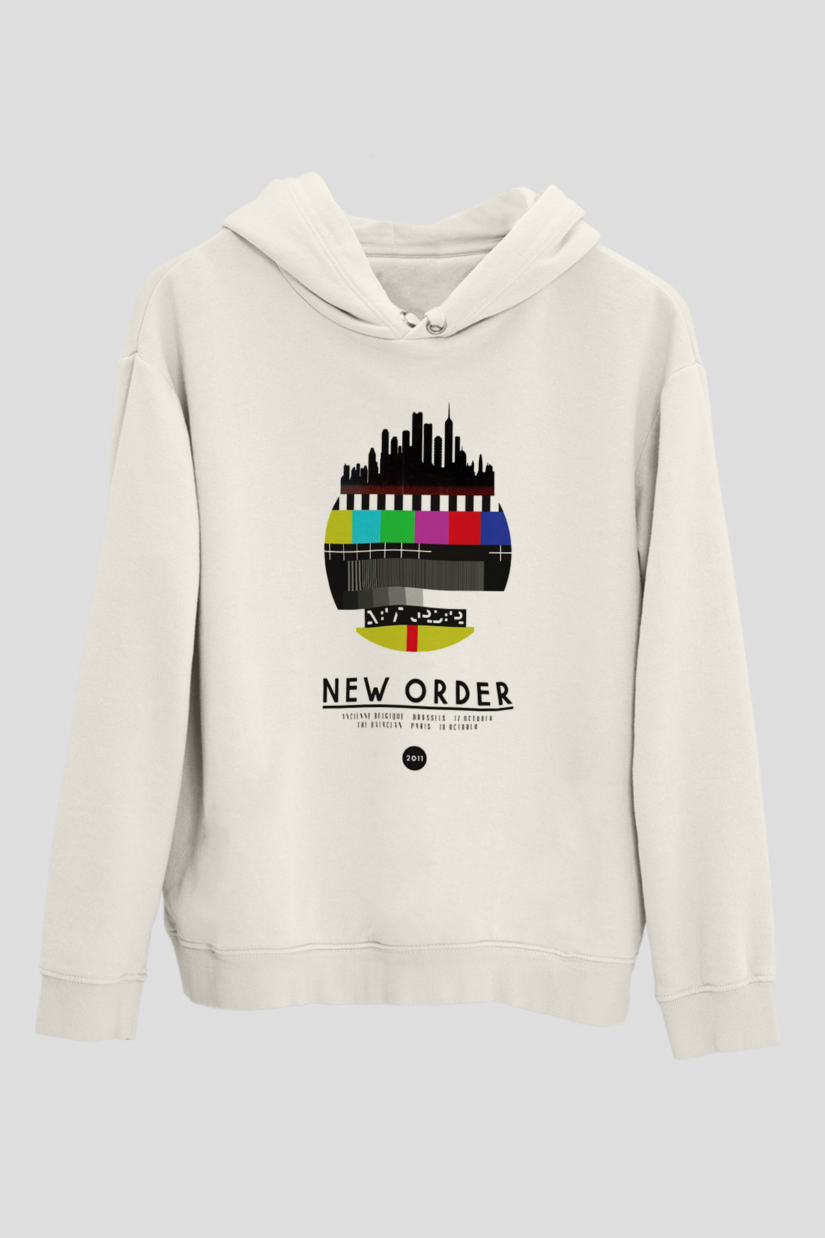 New Order Beyaz Unisex Kapşonlu Sweatshirt