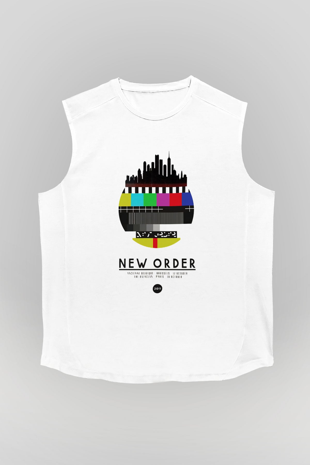 New Order Beyaz Unisex Kolsuz Tişört
