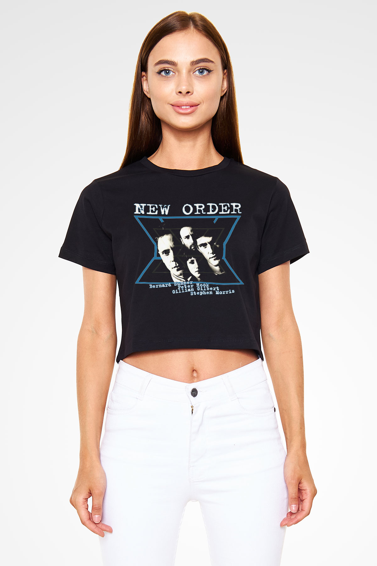 New Order Siyah Crop Top Tişört