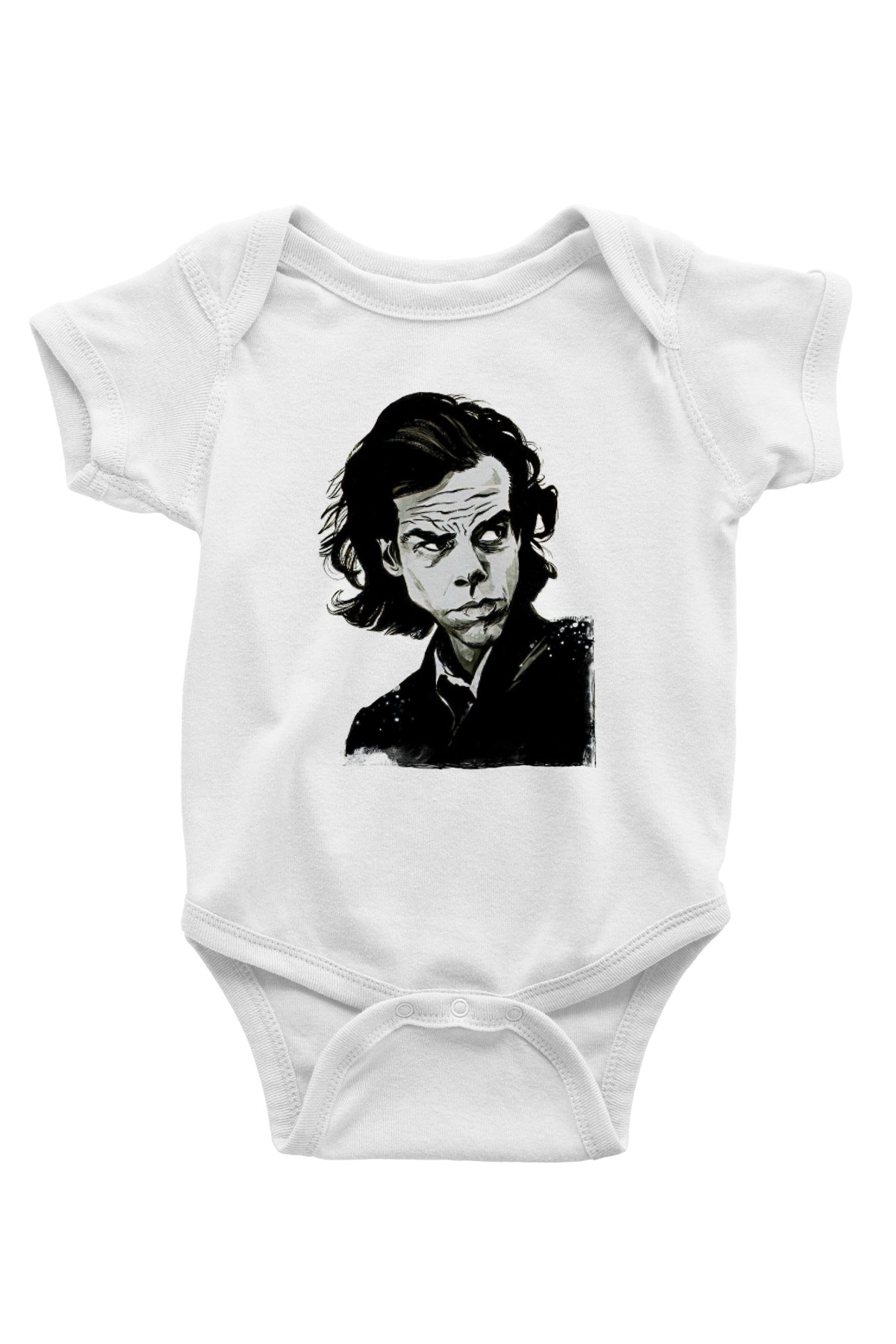 Nick Cave Baskılı Beyaz Unisex Bebek Body - Zıbın