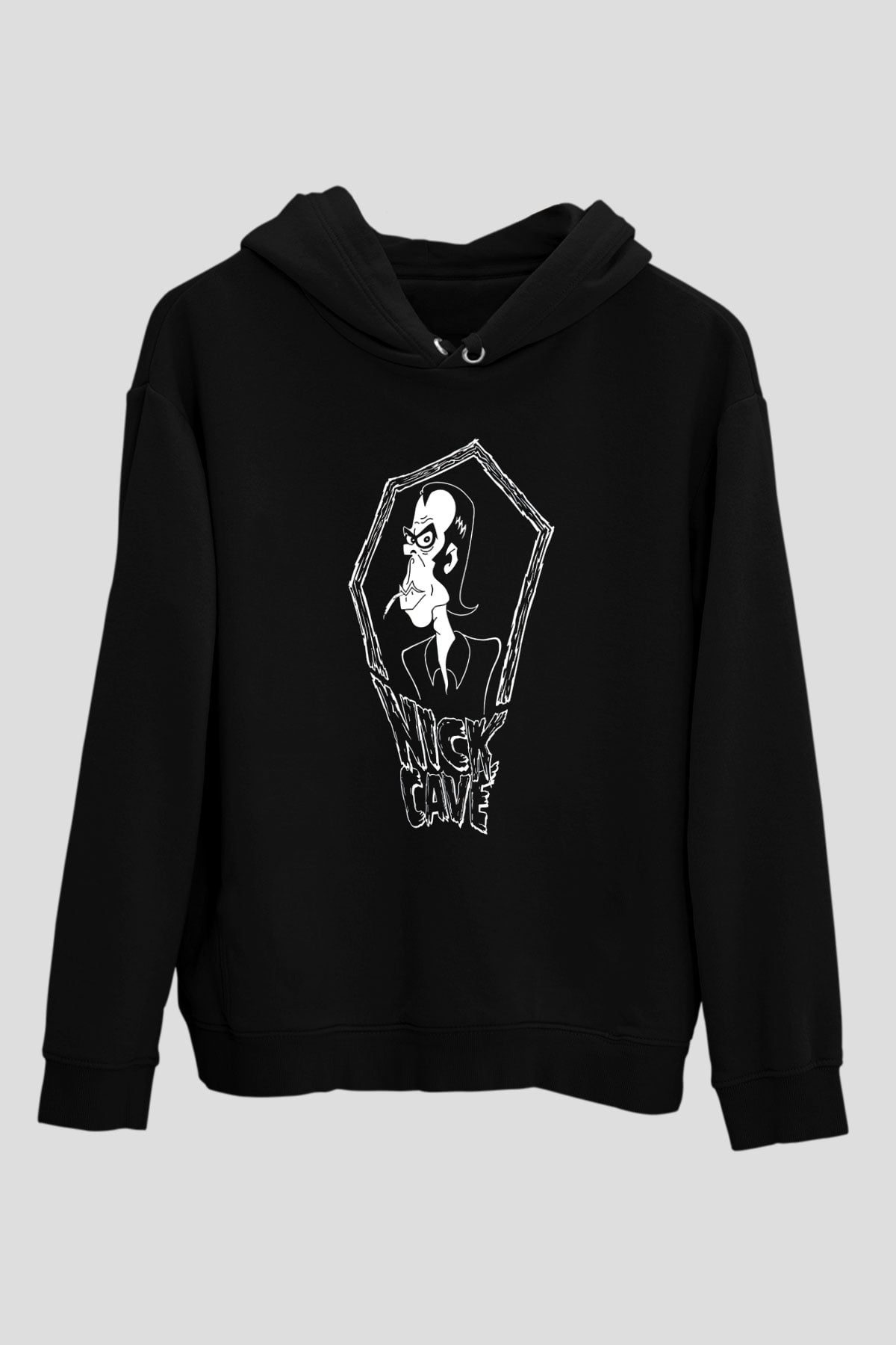 Nick Cave Baskılı Unisex Siyah Kapüşonlu Sweatshirt