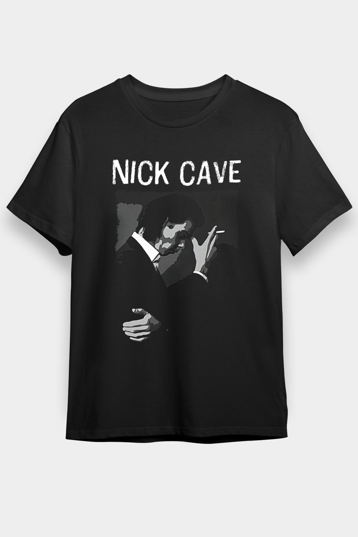 Nick Cave Baskılı Unisex Siyah Tişört - Tshirt