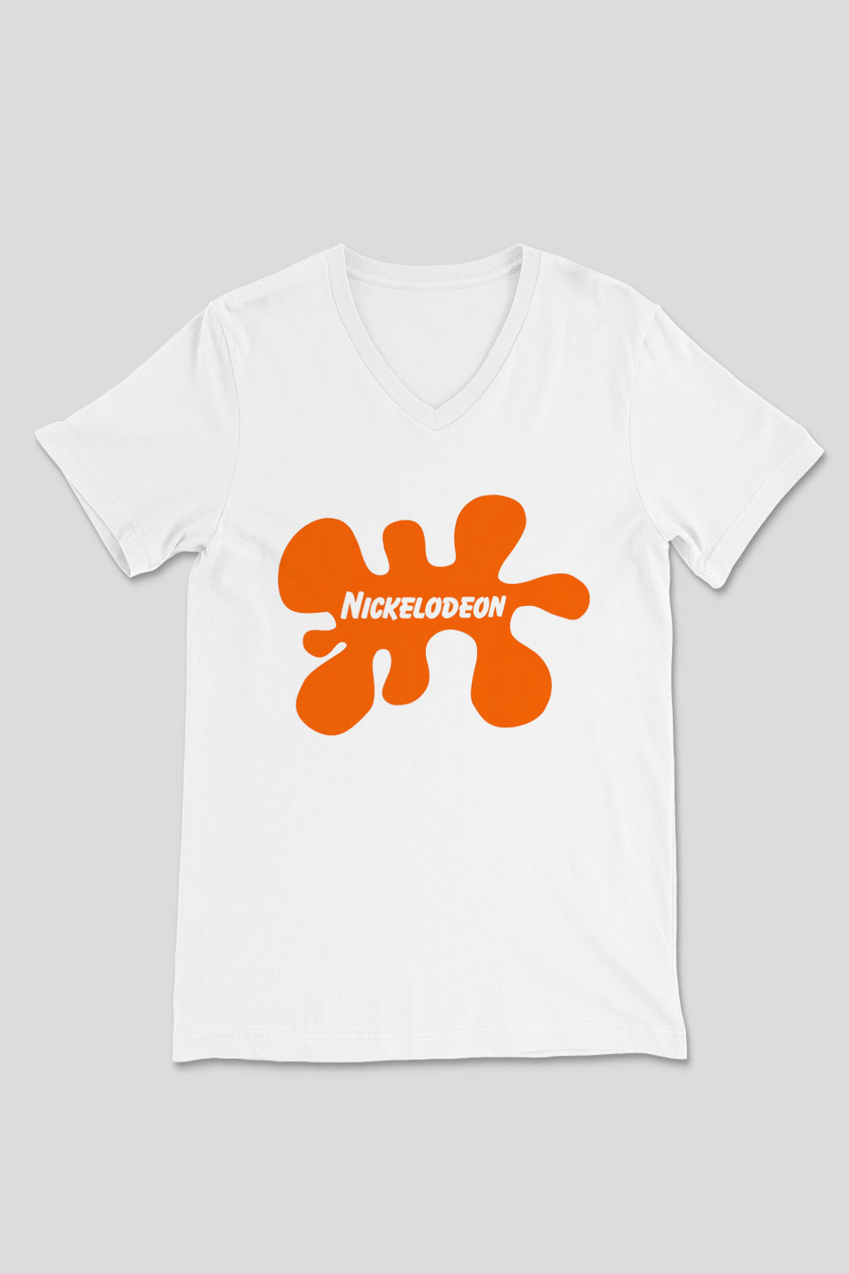 Nickelodeon Beyaz Unisex V Yaka Tişört