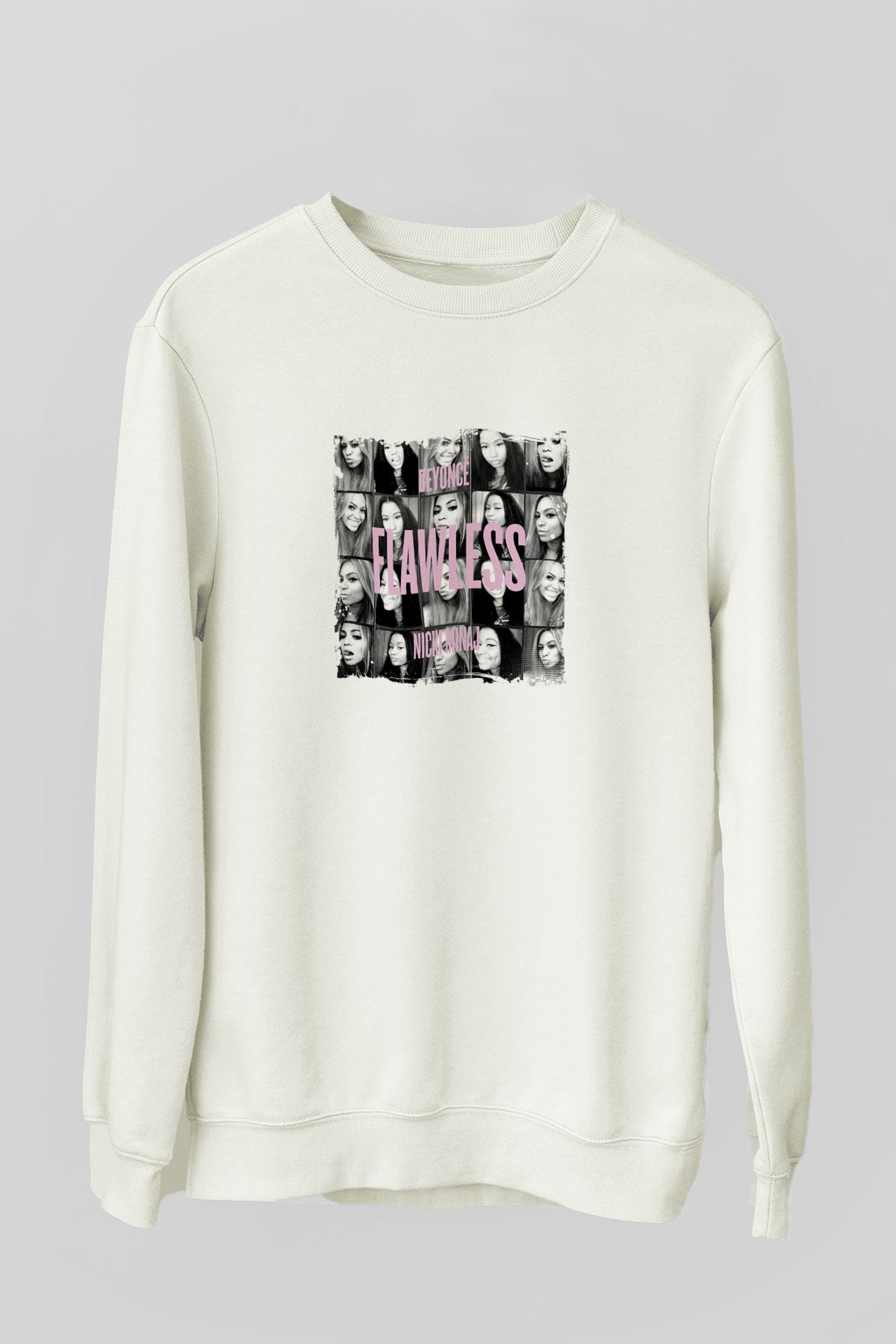 Nicki Minaj Baskılı Unisex Beyaz Sweatshirt