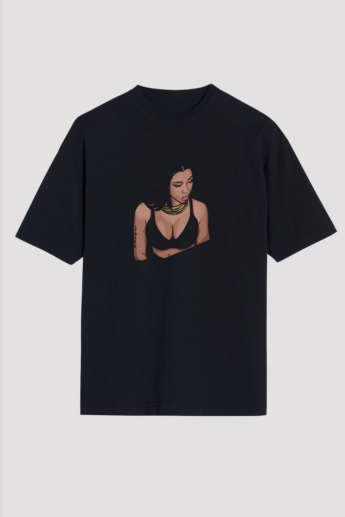 Nicki Minaj Baskılı Unisex Oversize Siyah Tişört