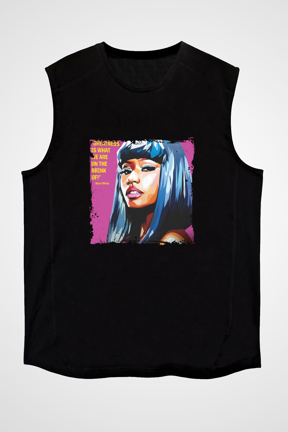 Nicki Minaj Baskılı Unisex Siyah Kolsuz Tişört
