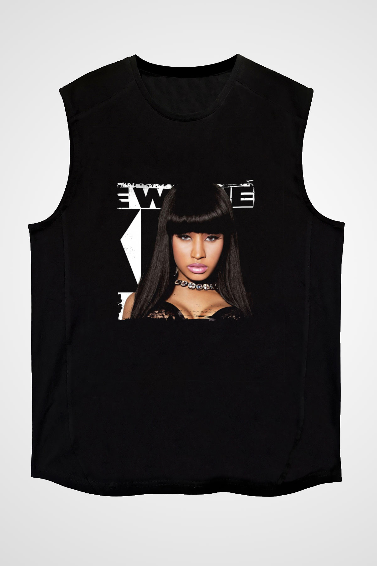 Nicki Minaj Baskılı Unisex Siyah Kolsuz Tişört