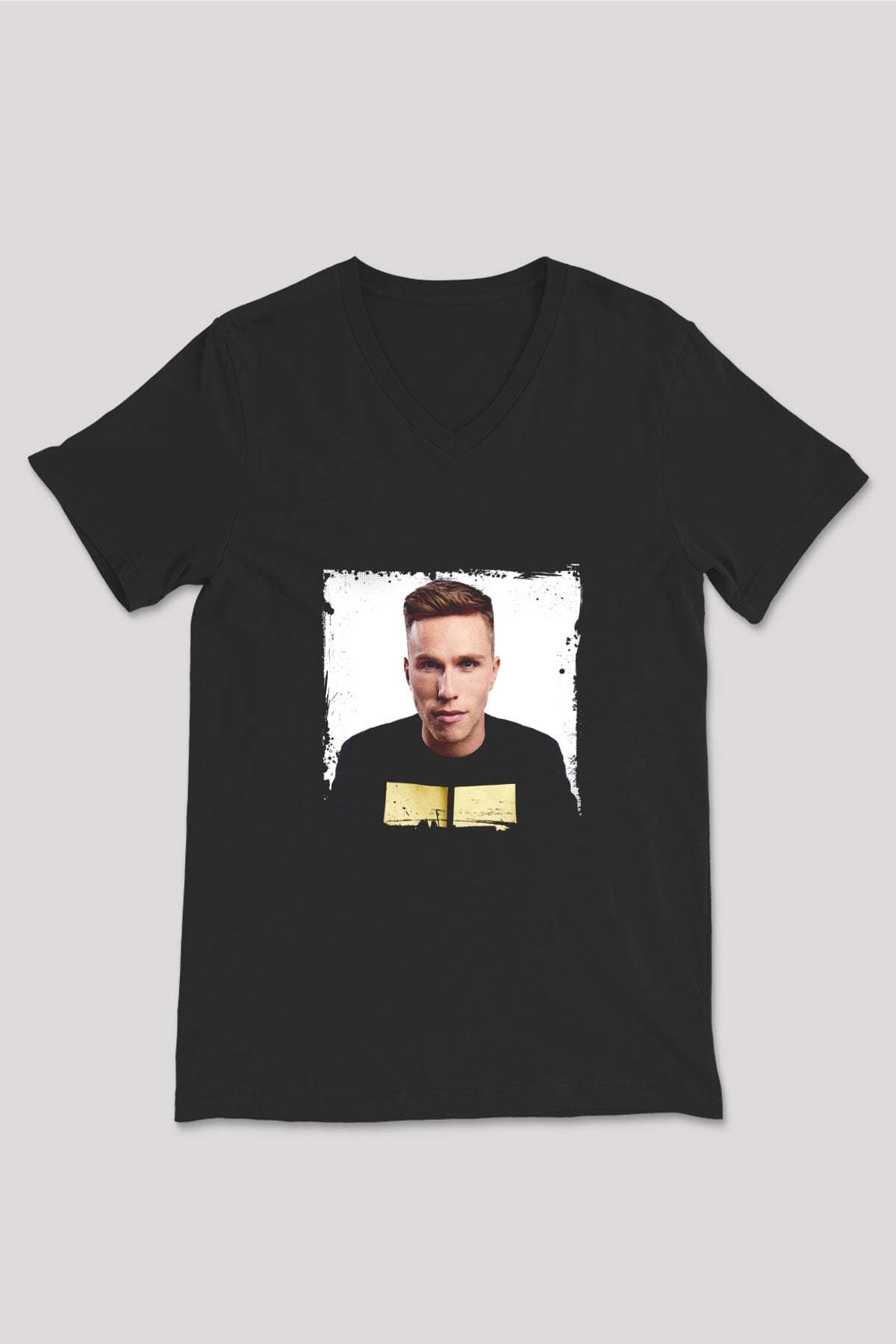 Nicky Romero Baskılı Unisex Siyah V Yaka Tişört