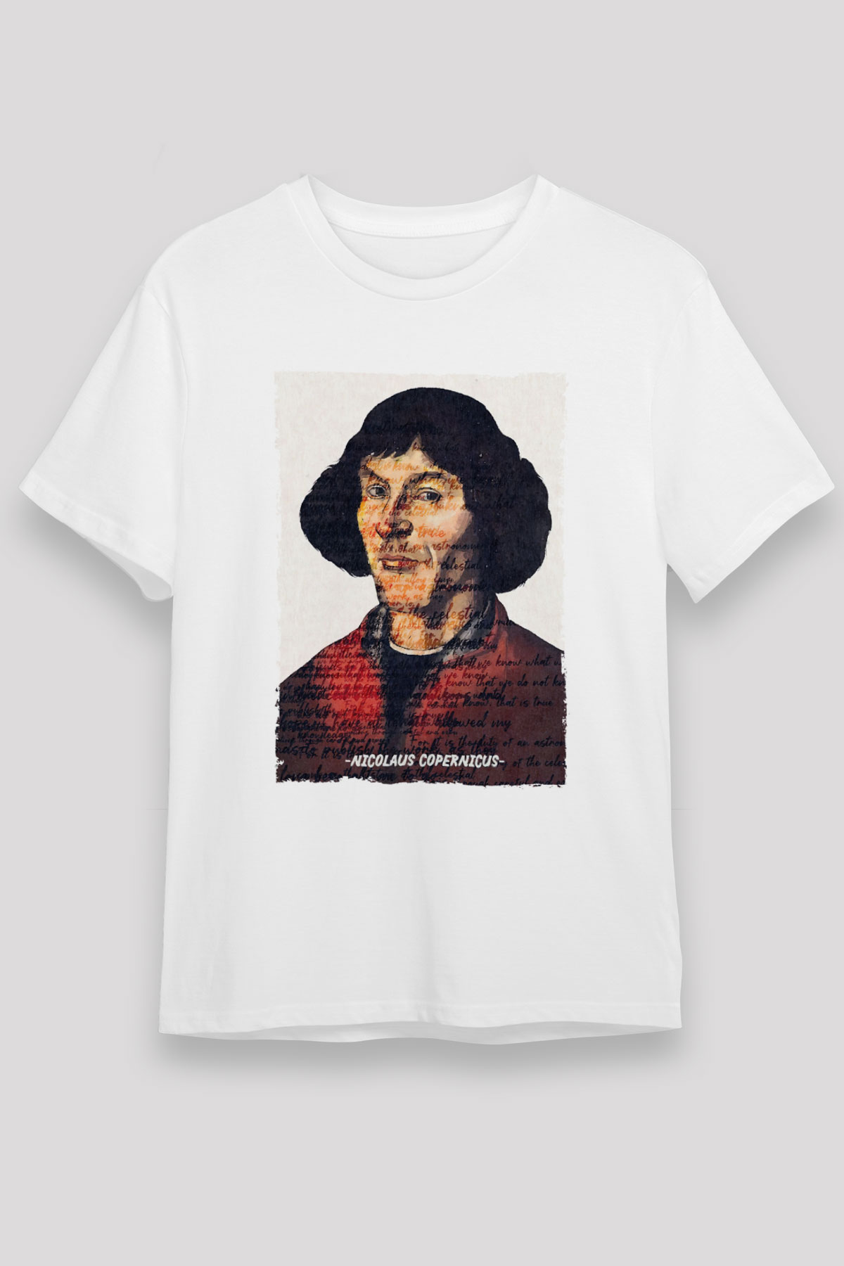 Nicolaus Copernicus Baskılı Unisex Beyaz Tişört - Tshirt