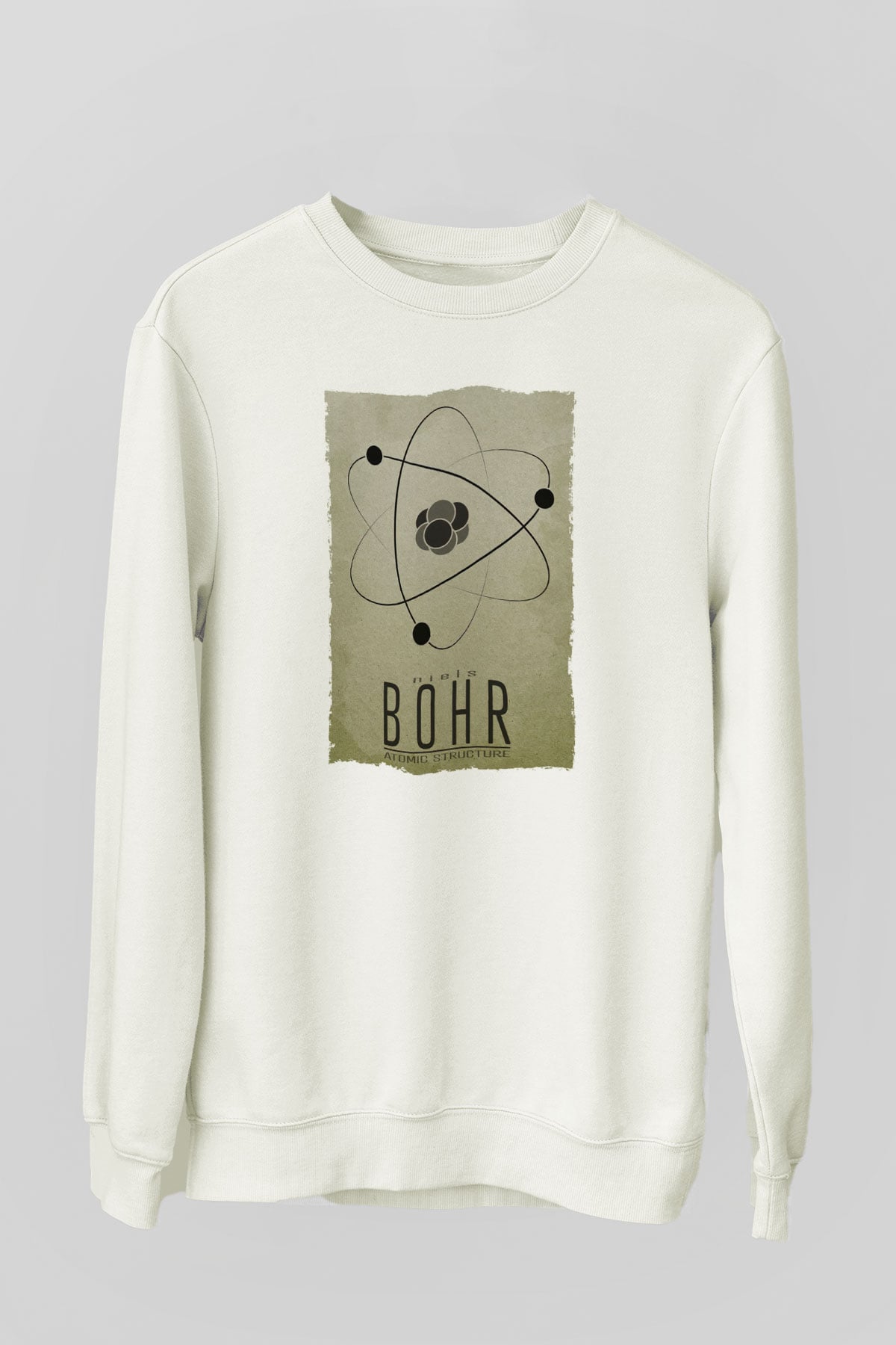 Niehls Bohr Atom Baskılı Unisex Ekru Sweatshirt