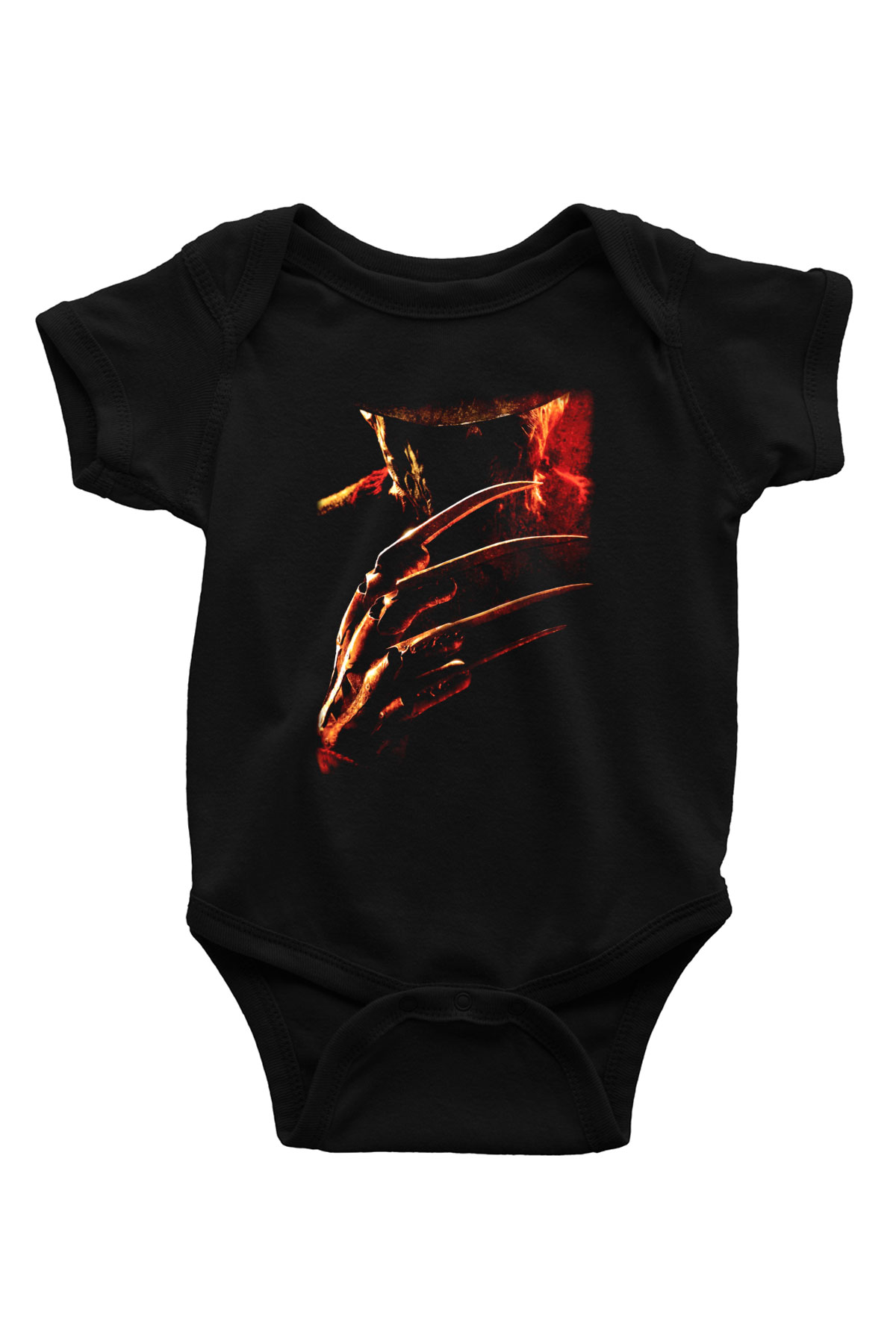 Nightmare on Elm Street Elm Sokağı Baskılı Siyah Bebek Body - Zıbın