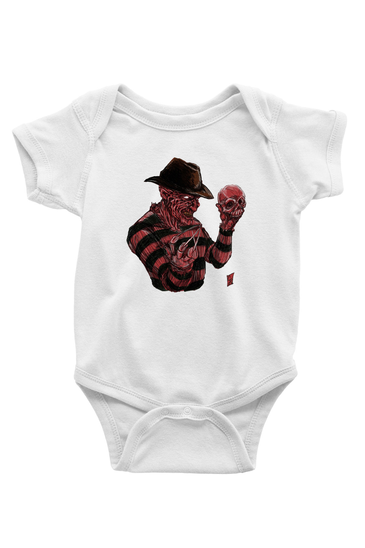 Nightmare on Elm Street Elm Sokağı Baskılı Beyaz Unisex Bebek Body - Zıbın