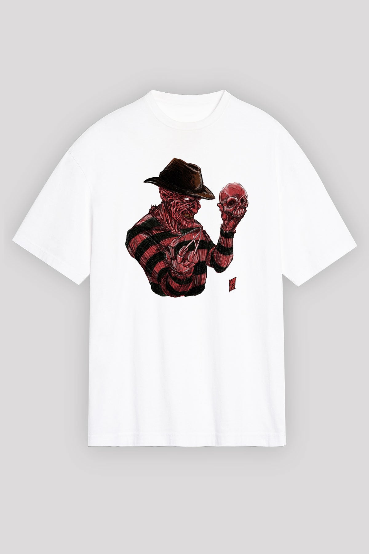Nightmare on Elm Street Elm Sokağı Beyaz Unisex Oversize Tişört