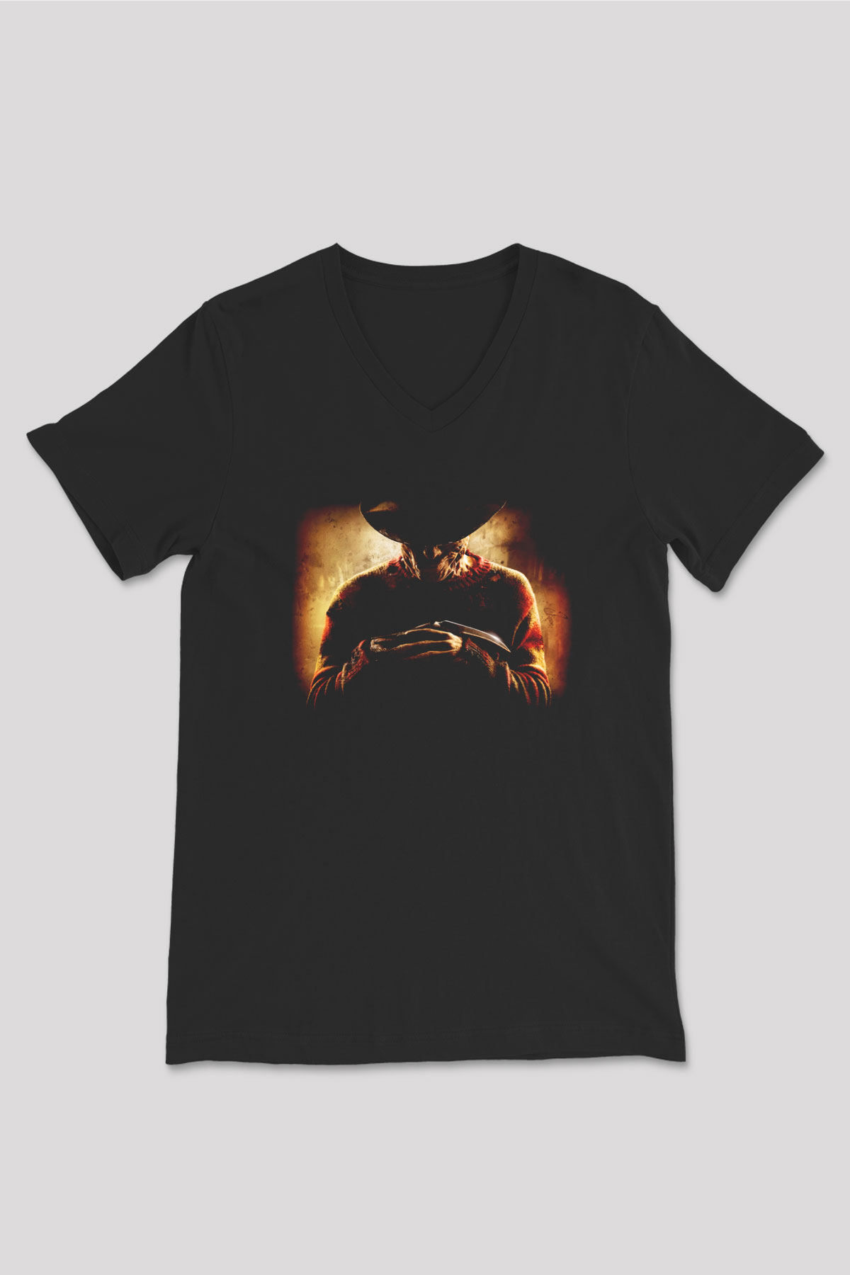 Nightmare on Elm Street Elm Sokağı Siyah Unisex V Yaka Tişört