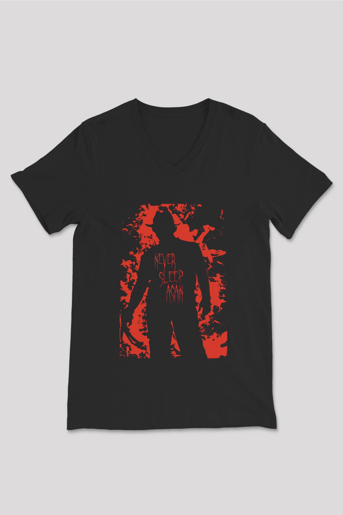 Nightmare on Elm Street Elm Sokağı Siyah Unisex V Yaka Tişört
