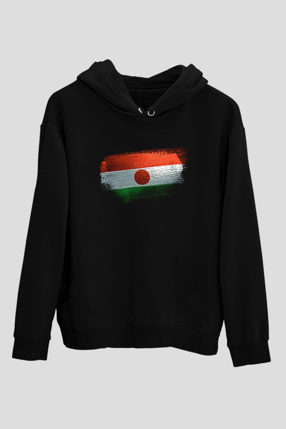 Nijer - Niger Bayrağı Baskılı Unisex Siyah Kapüşonlu Sweatshirt