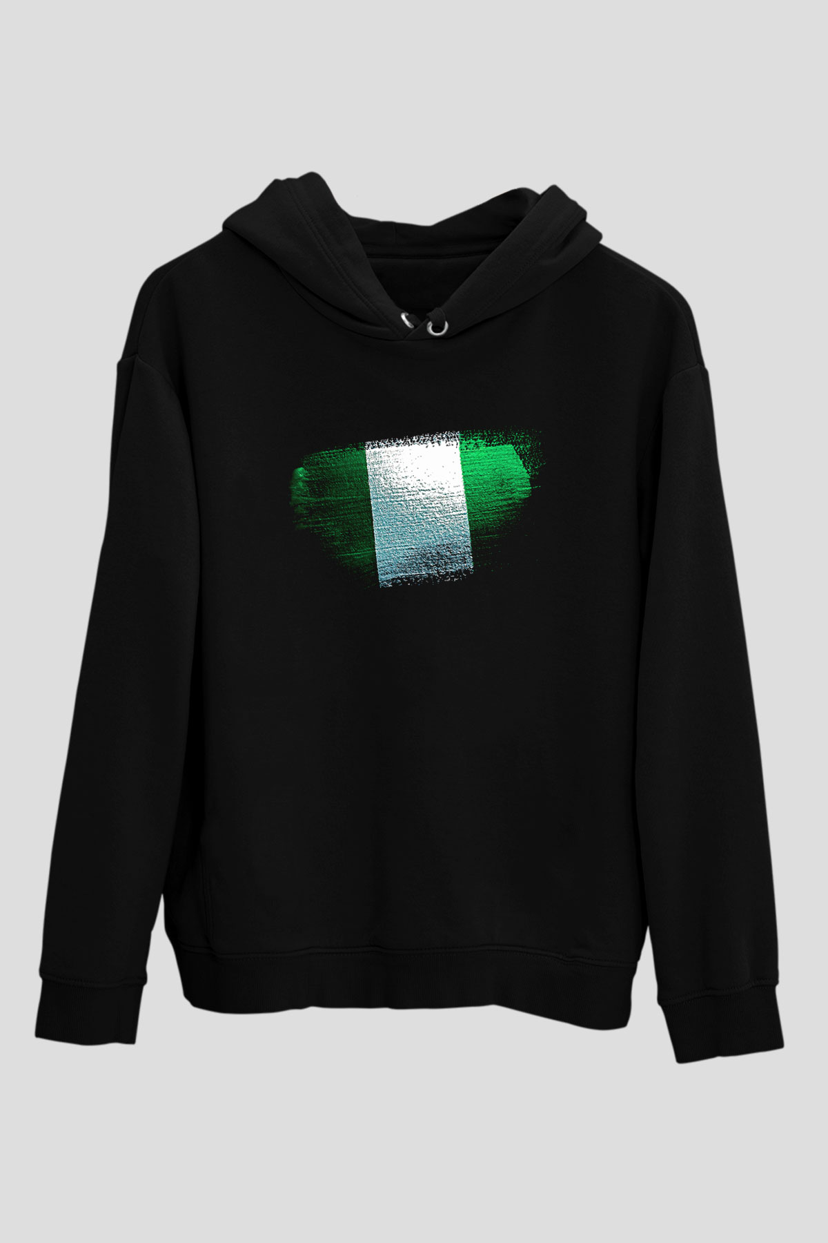 Nijerya - Nigeria Bayrağı Baskılı Unisex Siyah Kapüşonlu Sweatshirt