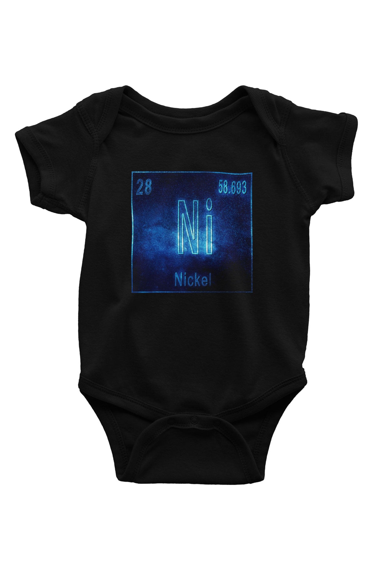Nikel Elementi Atom Numarası Baskılı Unisex Siyah Bebek Body - Zıbın