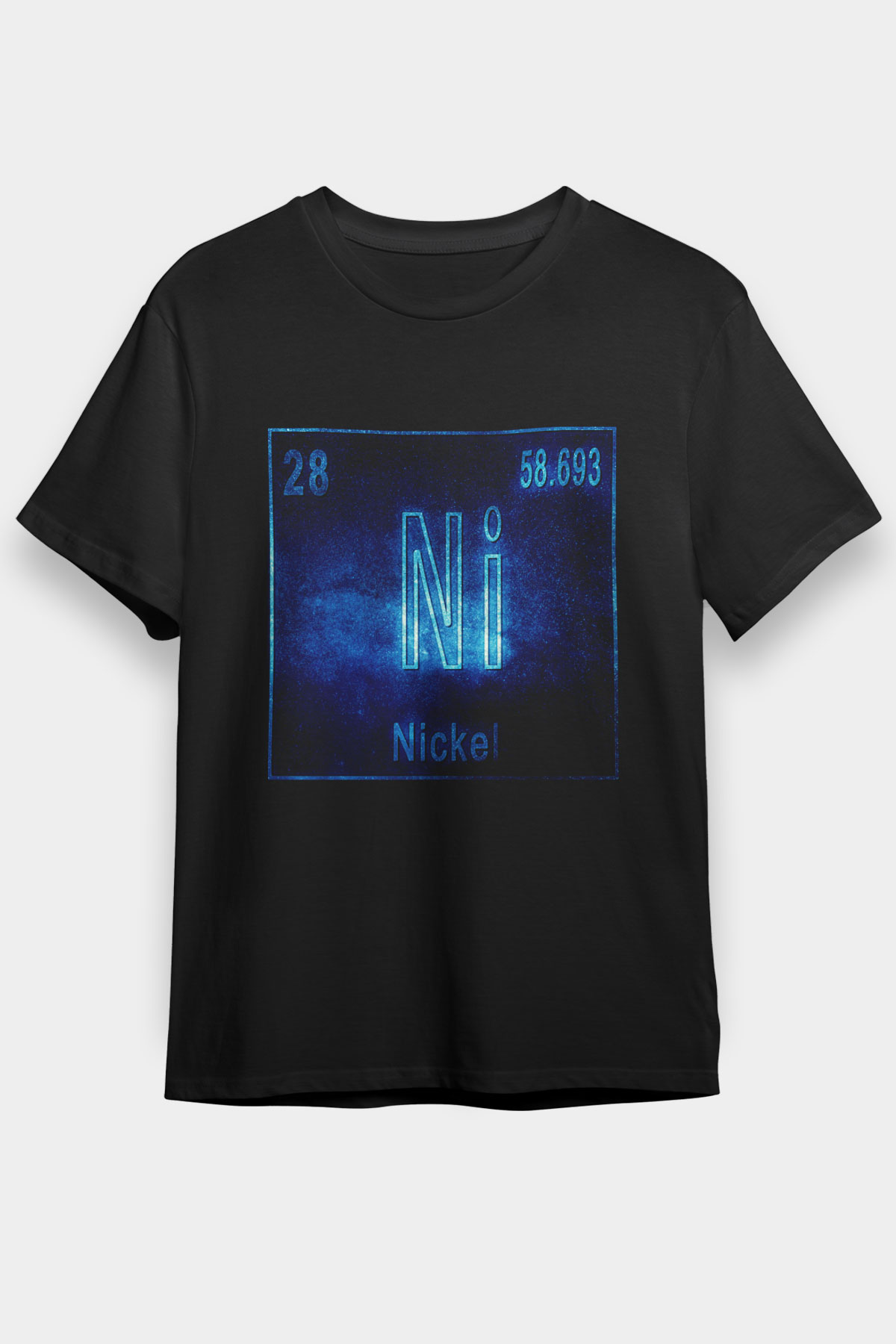 Nikel Elementi Atom Numarası Baskılı Unisex Siyah Tişört