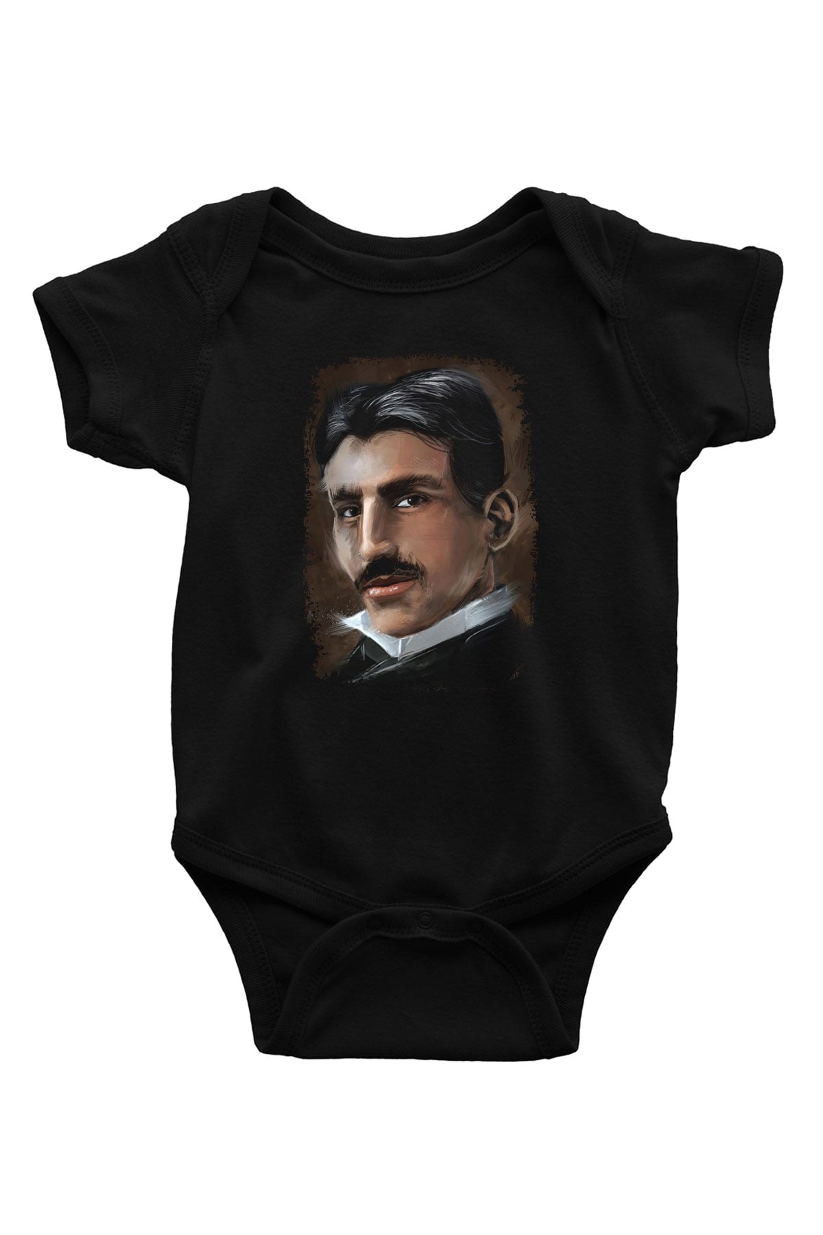Nikola Tesla Baskılı Unisex  Siyah Bebek Body - Zıbın