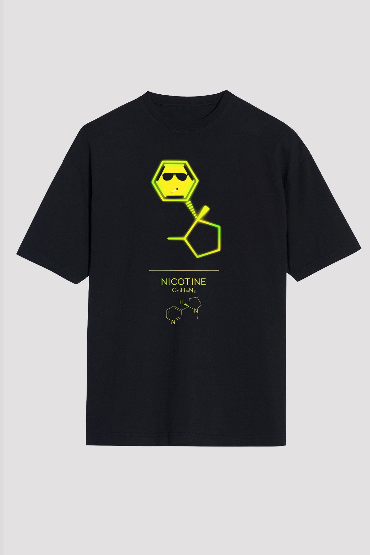 Nikotin Baskılı Unisex Oversize Tişört - Tshirt