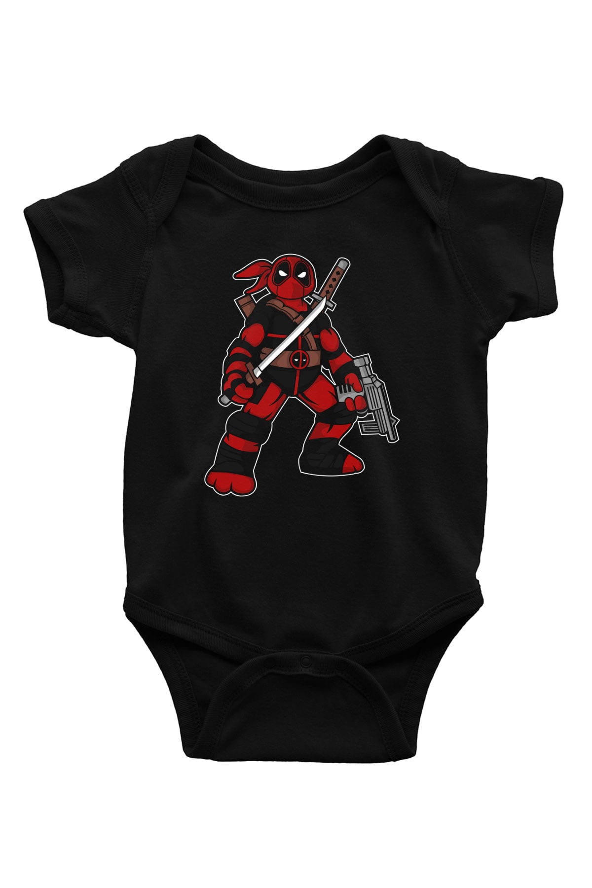 Ninja Deadpool Baskılı Siyah Bebek Body - Zıbın