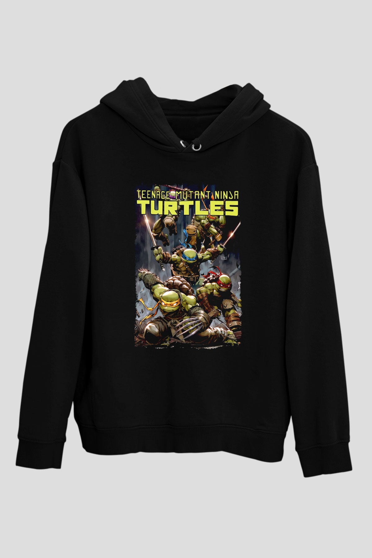 Ninja Kaplumbağa Temalı Siyah  Unisex Hoodie