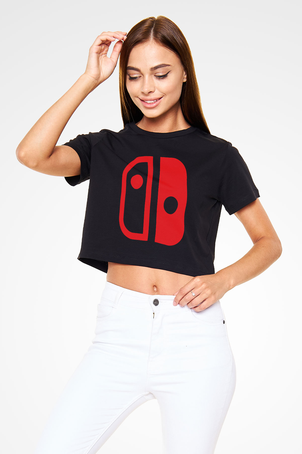 Nintendo Siyah Crop Top Tişört