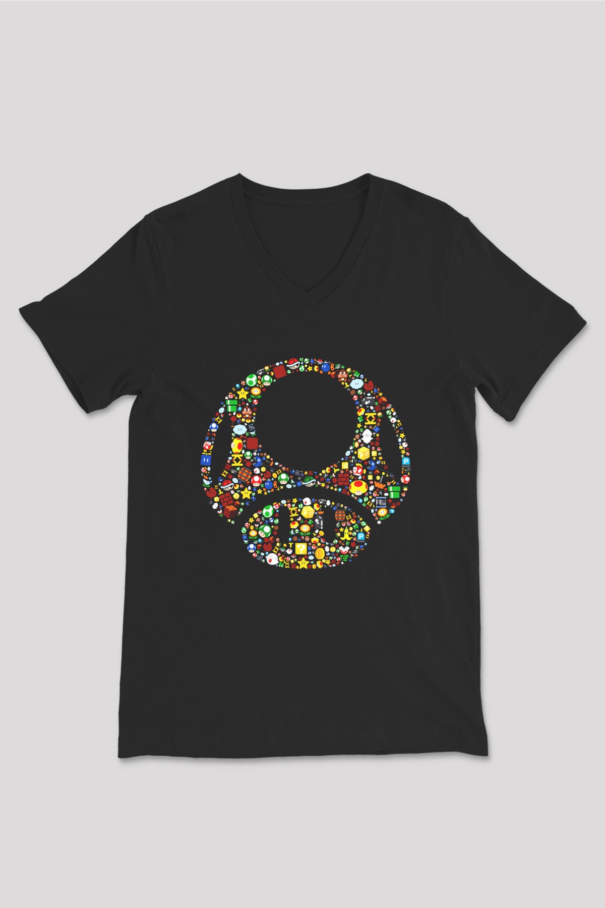 Nintendo Siyah Unisex V Yaka Tişört