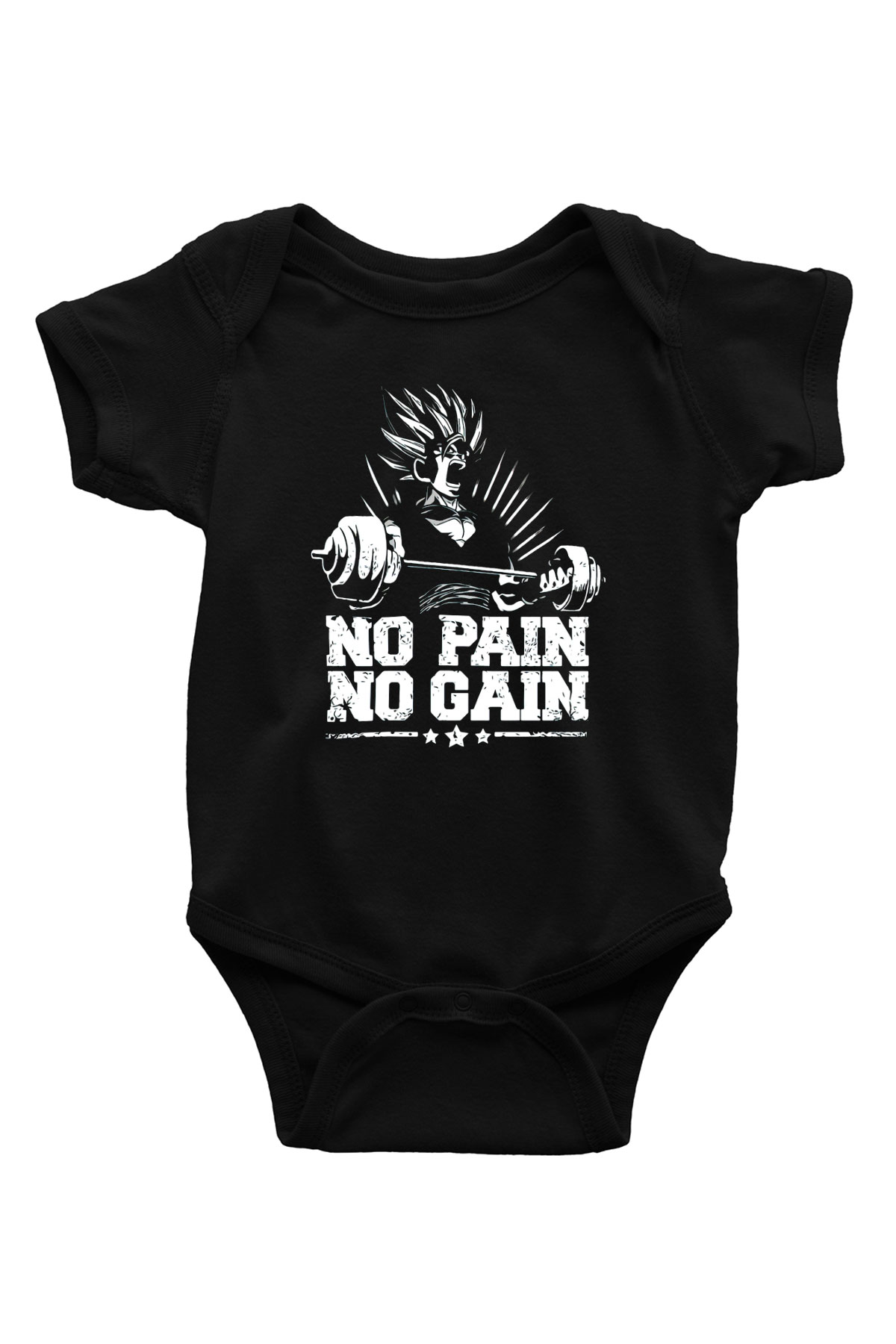 No Pain No Gain BaskılıSiyah  Bebek Body - Zıbın
