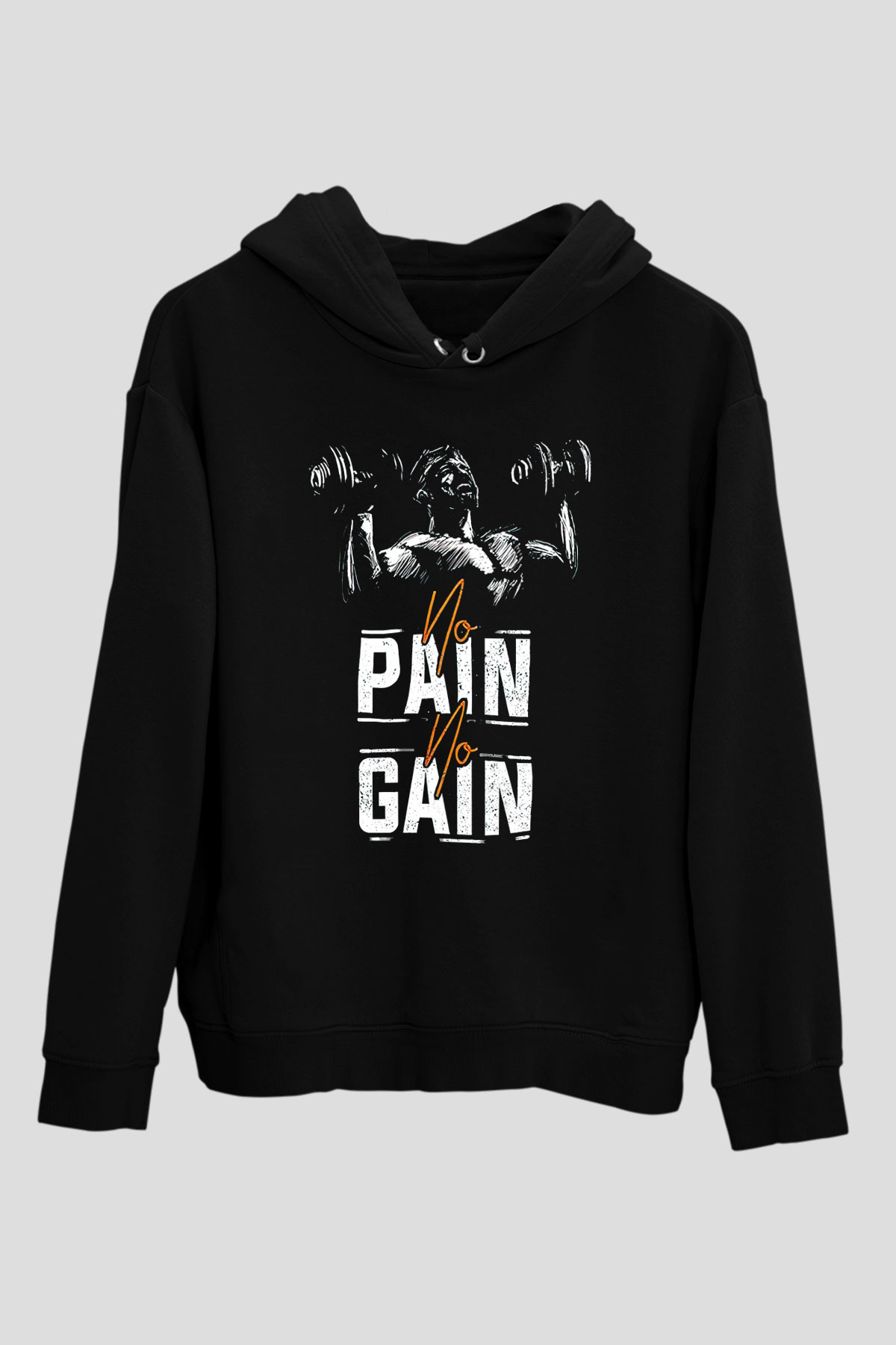 No pain No gainSiyah  Unisex Hoodie