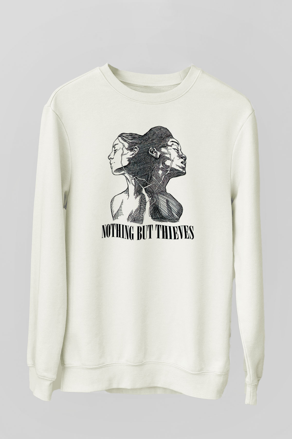 Nocturnal Depression Baskılı Beyaz Unisex Sweatshirt
