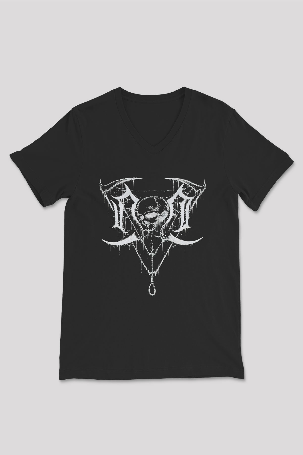 Nocturnal Depression Baskılı Unisex Siyah V Yaka Tişört - Tshirt