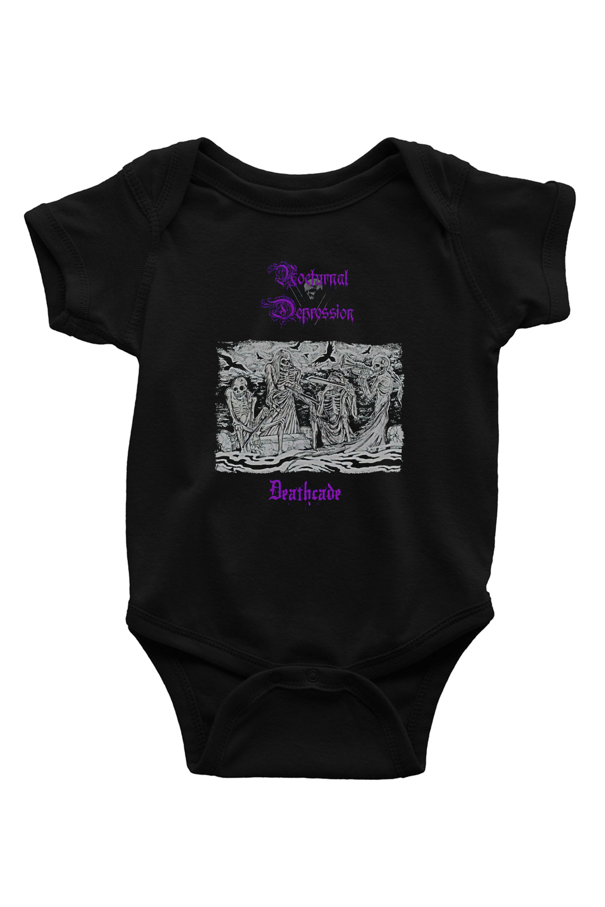 Nocturnal Depression Baskılı Unisex Siyah Bebek Body - Zıbın