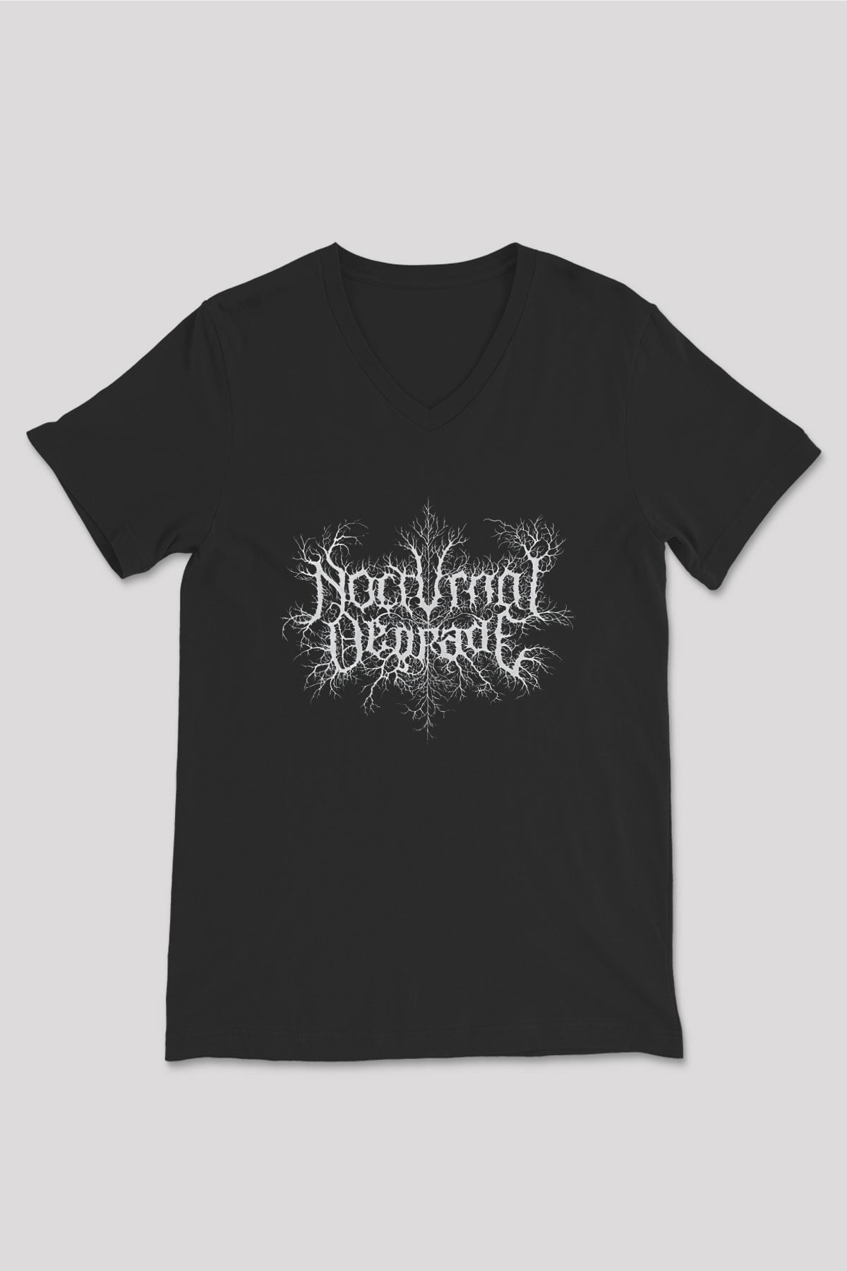 Nocturnal Depression Baskılı Unisex Siyah V Yaka Tişört - Tshirt