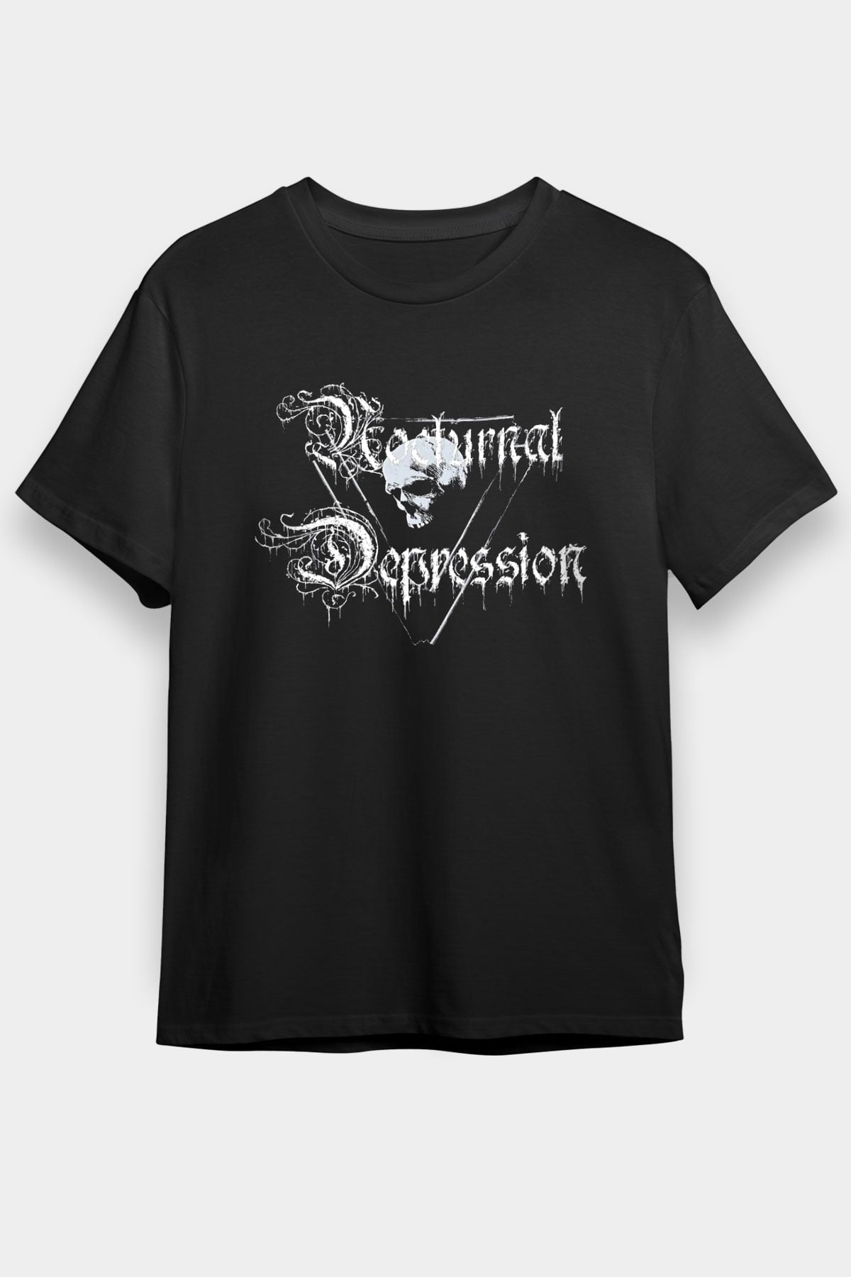 Nocturnal Depression Baskılı Unisex Siyah Tişört - Tshirt