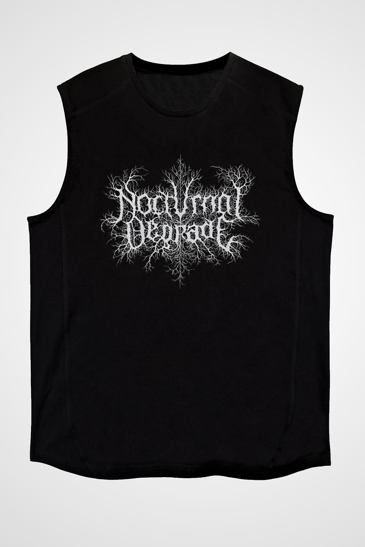 Nocturnal Depression Baskılı Unisex Siyah Kolsuz Tişört - Tshirt