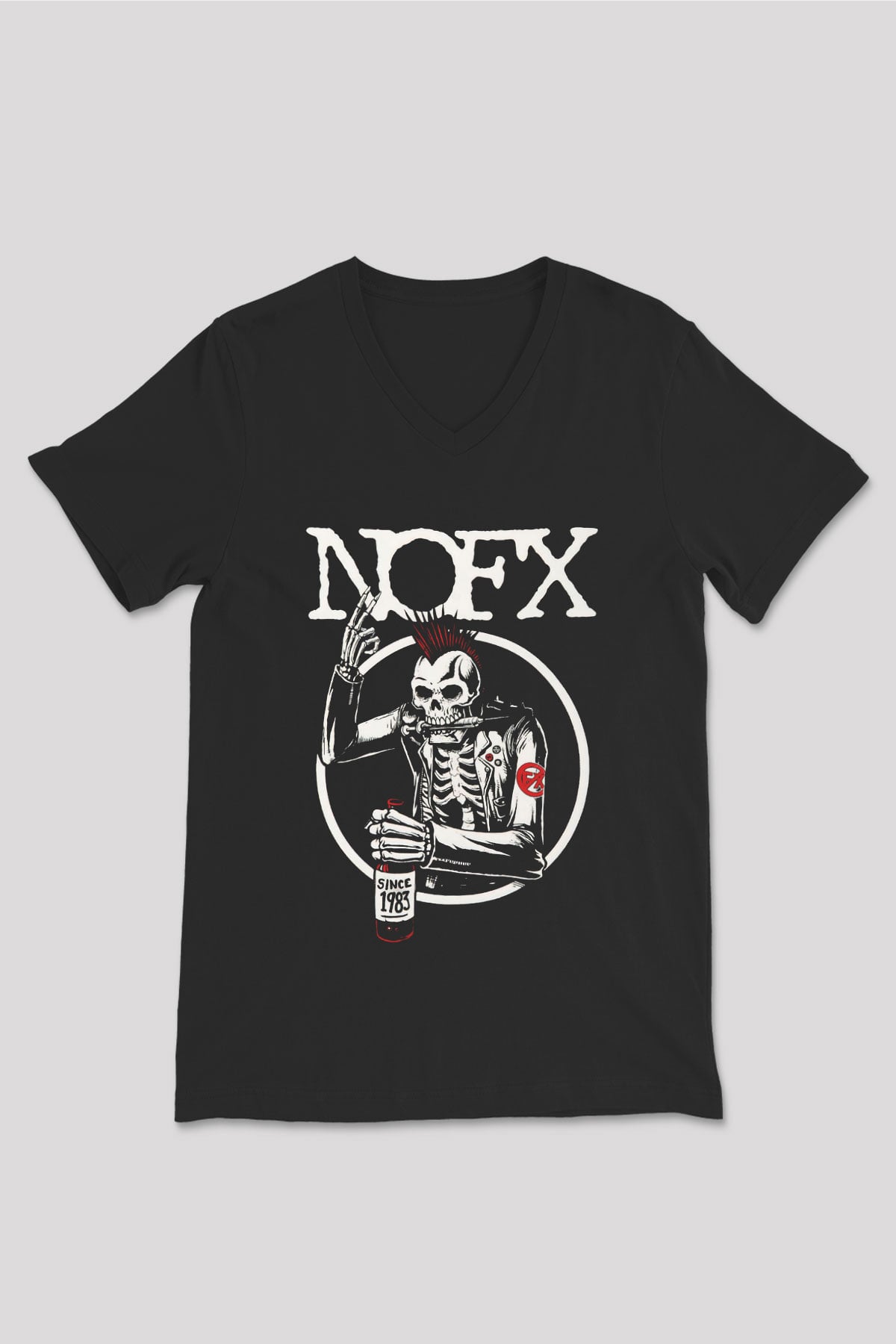 NOFX Siyah Unisex V Yaka Tişört T-Shirt