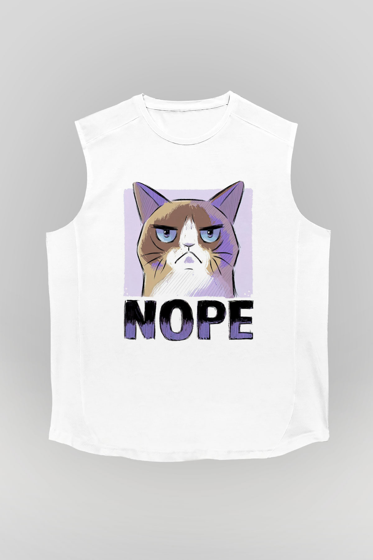 Nope Baskılı Unisex Beyaz  Kolsuz Tişört