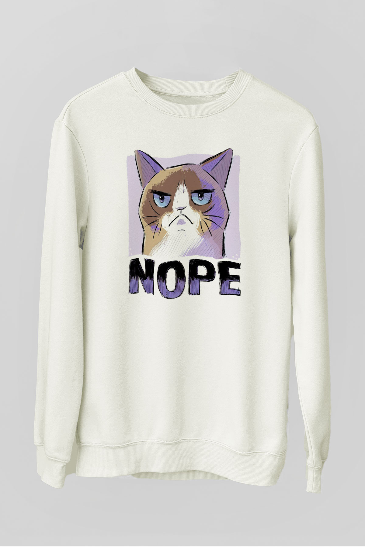 Nope Baskılı Unisex Beyaz  Sweatshirt