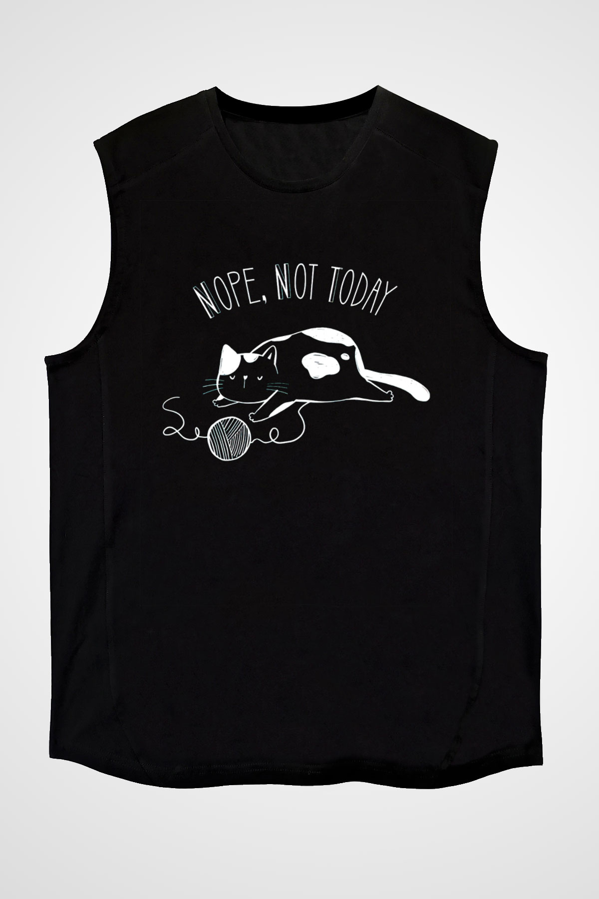 Nope Not Today Baskılı Unisex Siyah  Kolsuz Tişört