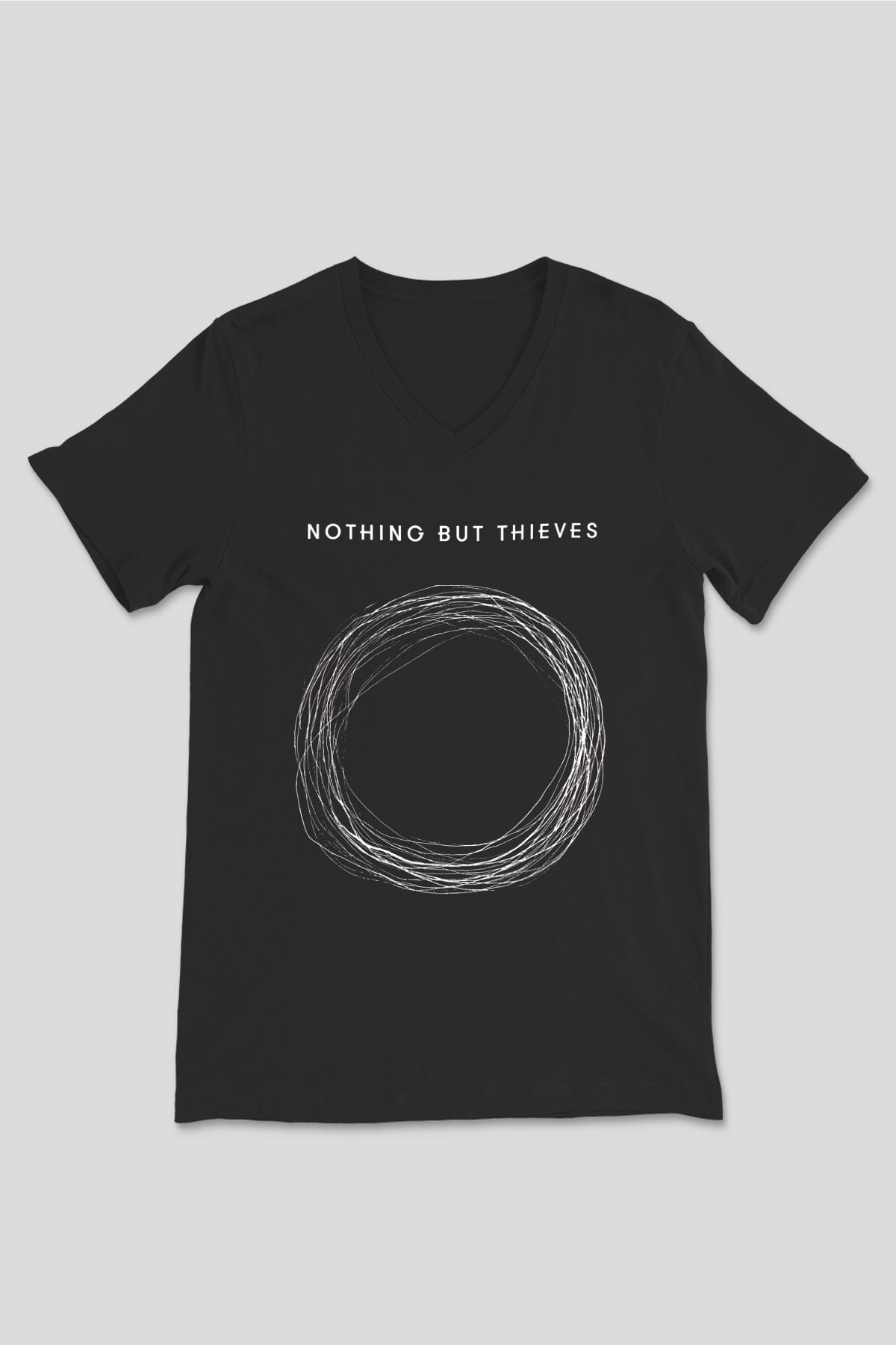 Nothing But Thieves Baskılı Unisex Siyah V Yaka Tişört - Tshirt