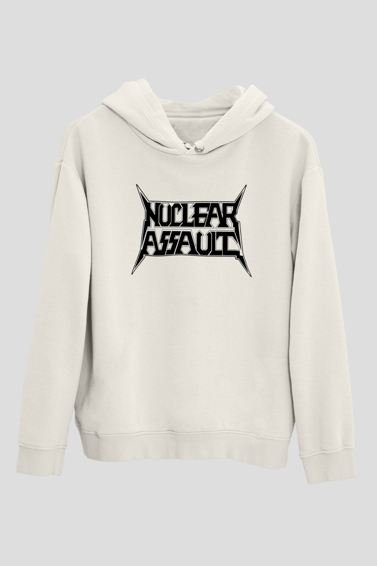 Nuclear Assault Beyaz Unisex Kapşonlu Sweatshirt