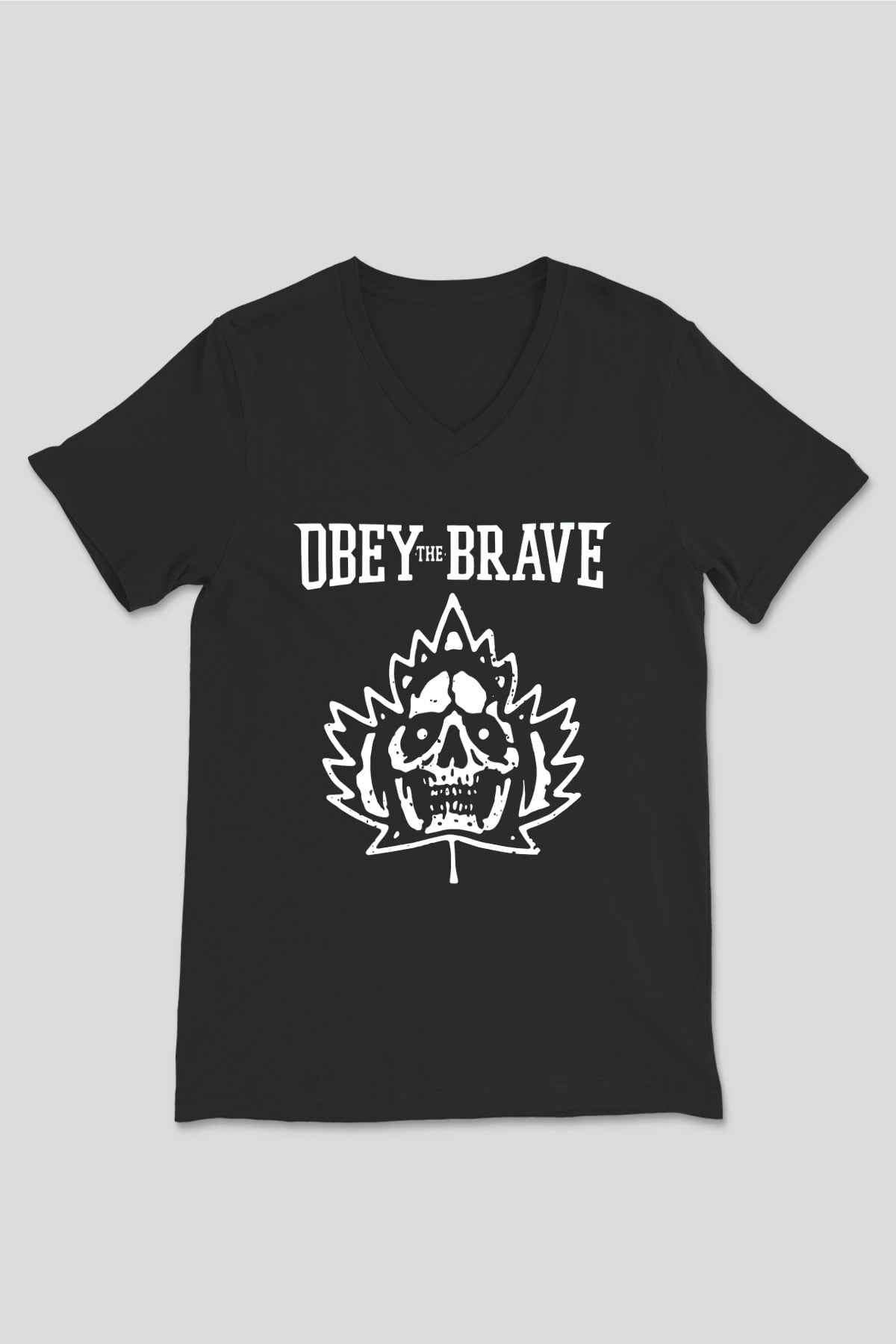 Obey the Brave Siyah Unisex V Yaka Tişört
